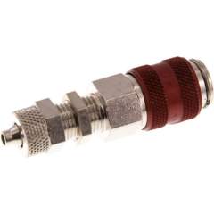 Schott-Kupplungsdose (NW5) 6x4mm Schlauch, Messing vernickelt