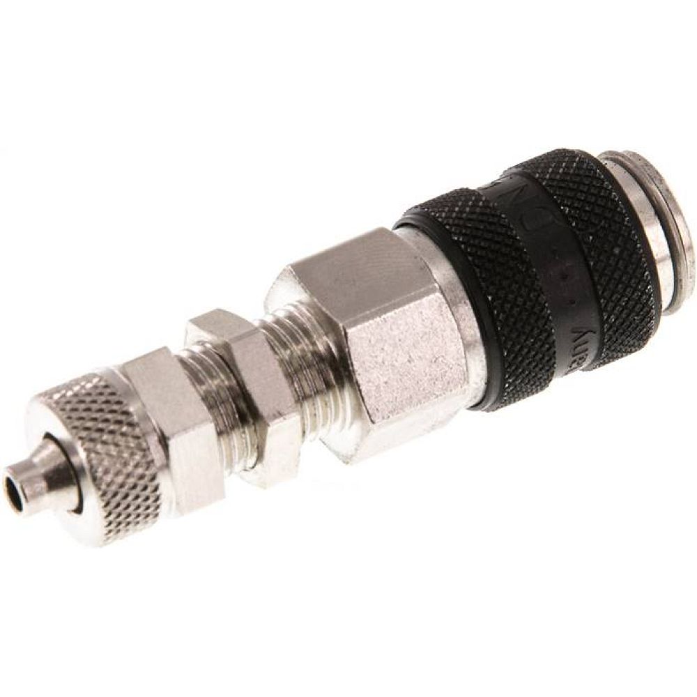 Schott-Kupplungsdose (NW5) 6x4mm Schlauch, Messing vernickelt