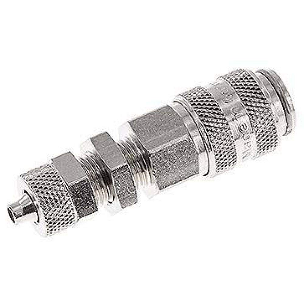 Schott-Kupplungsdose (NW5) 6x4mm Schlauch, Messing vernickelt