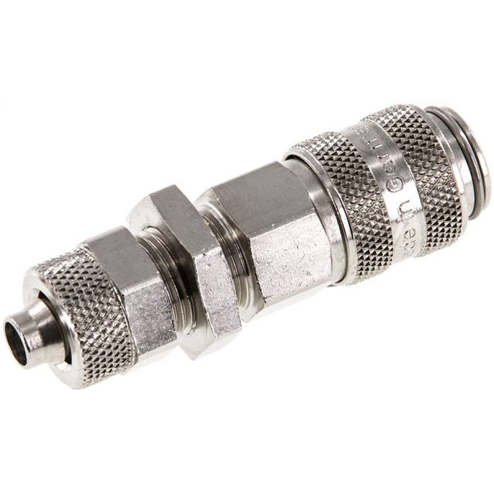 Schott-Kupplungsdose (NW5) 8x6mm Schlauch, Messing vernickelt