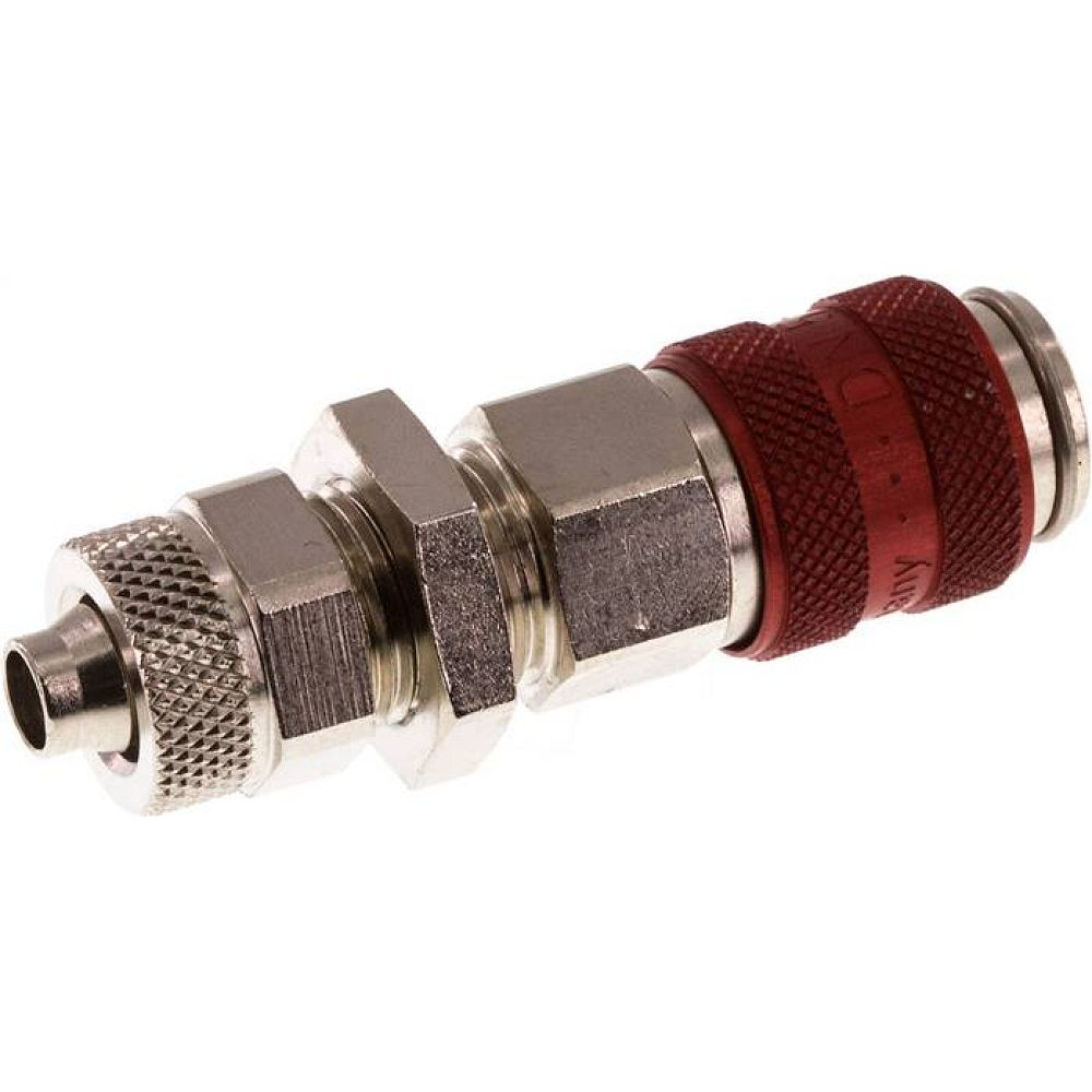 Schott-Kupplungsdose (NW5) 8x6mm Schlauch, Messing vernickelt