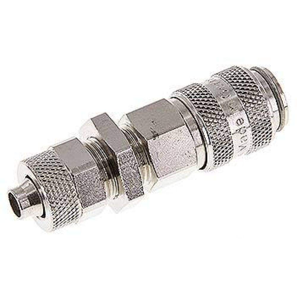 Schott-Kupplungsdose (NW5) 8x6mm Schlauch, Messing vernickelt