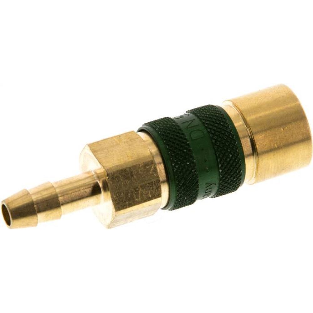 Kupplungsdose (NW5) 6 (1/4")mm Schlauch, grün, Kreis Ø 10,5 mm