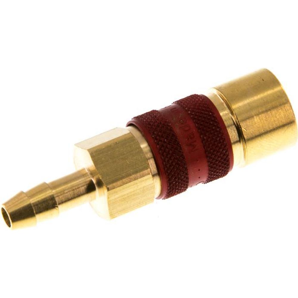 Kupplungsdose (NW5) 6 (1/4")mm Schlauch, rot, Achteck SW10