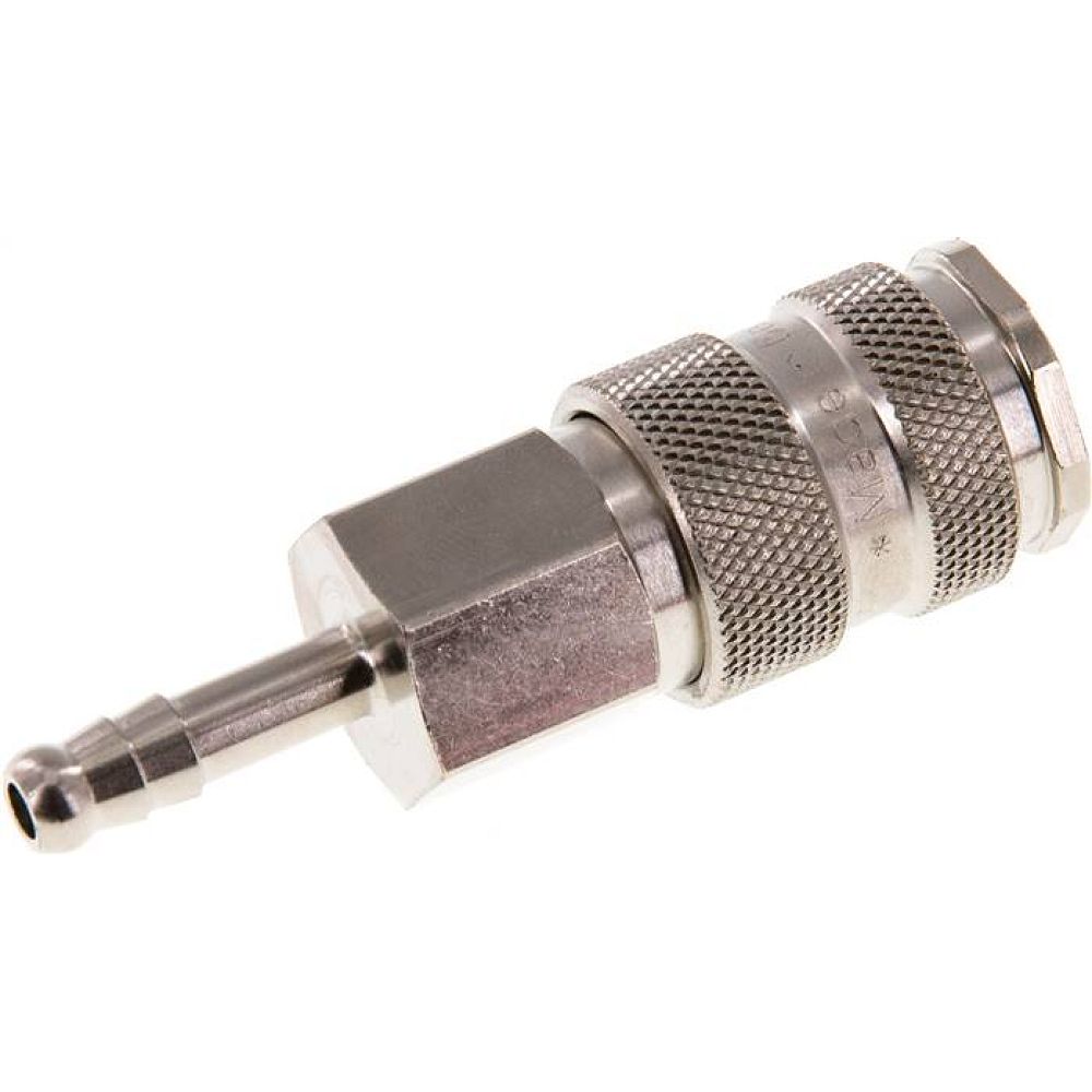 Kupplungsdose (NW7,2) 6 (1/4")mm Schlauch, Stahl gehärtet, vernickelt / Messing vernickelt