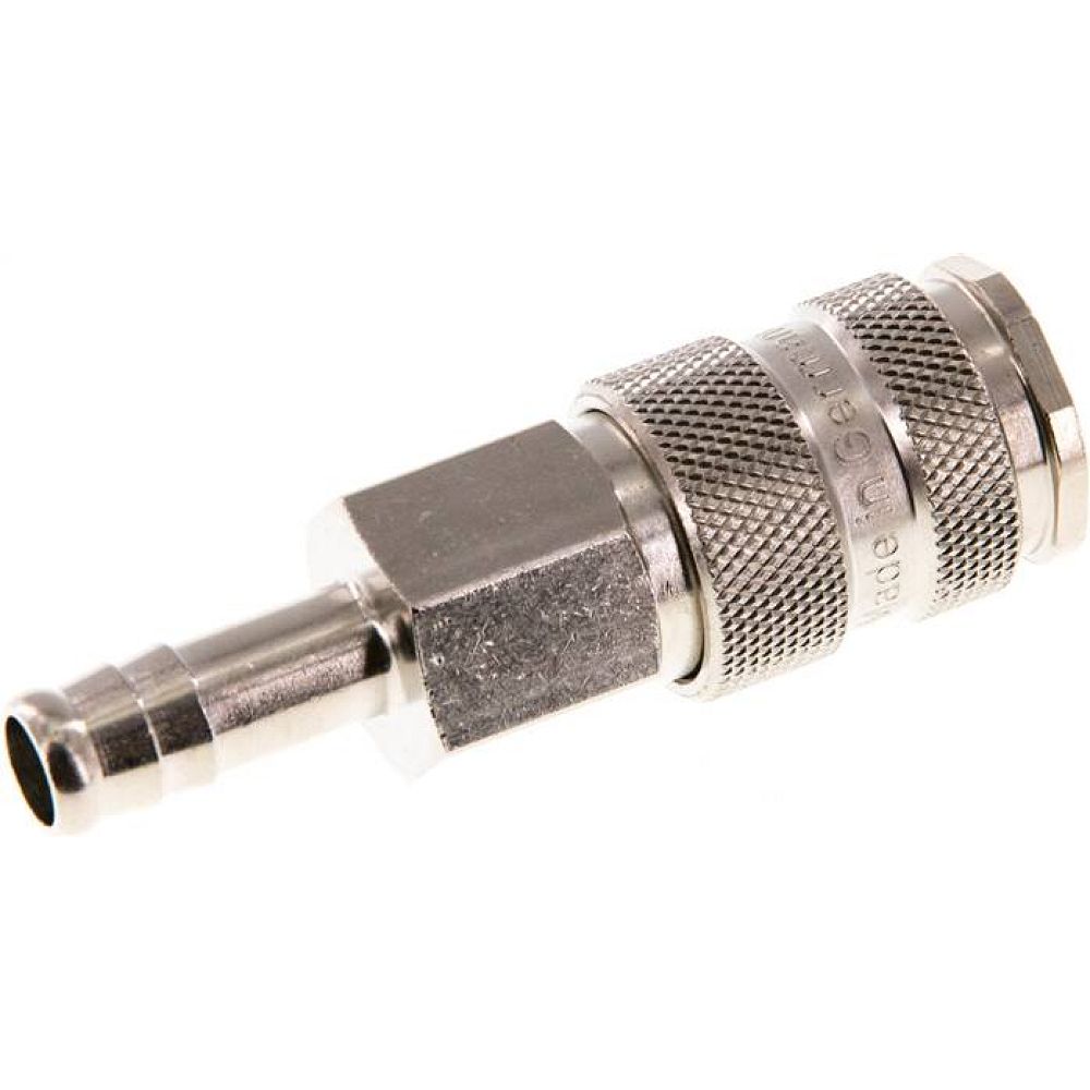 Kupplungsdose (NW7,2) 9 (3/8")mm Schlauch, Stahl gehärtet, vernickelt / Messing vernickelt