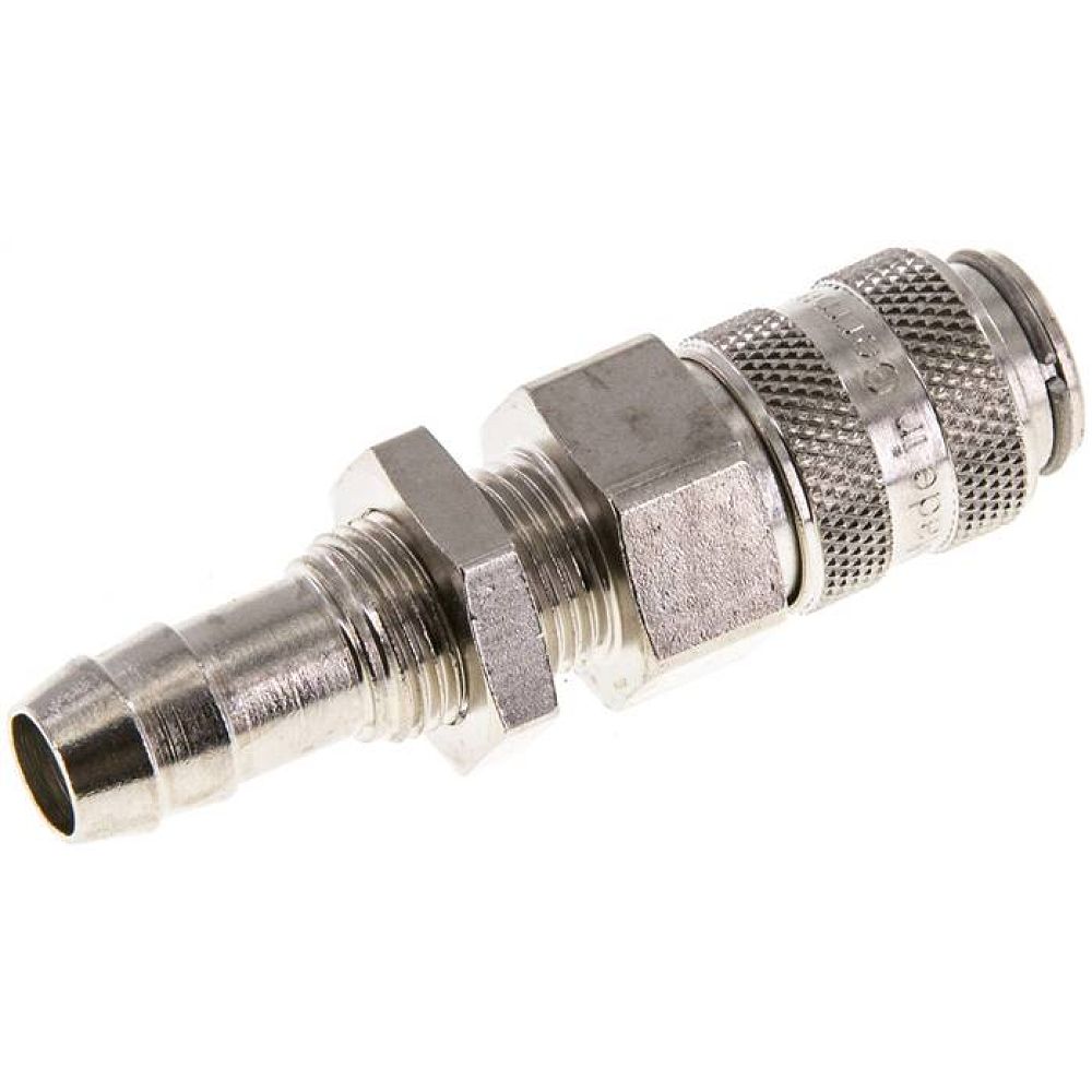 Schott-Kupplungsdose (NW5) 9 (3/8")mm Schlauch, Messing vernickelt