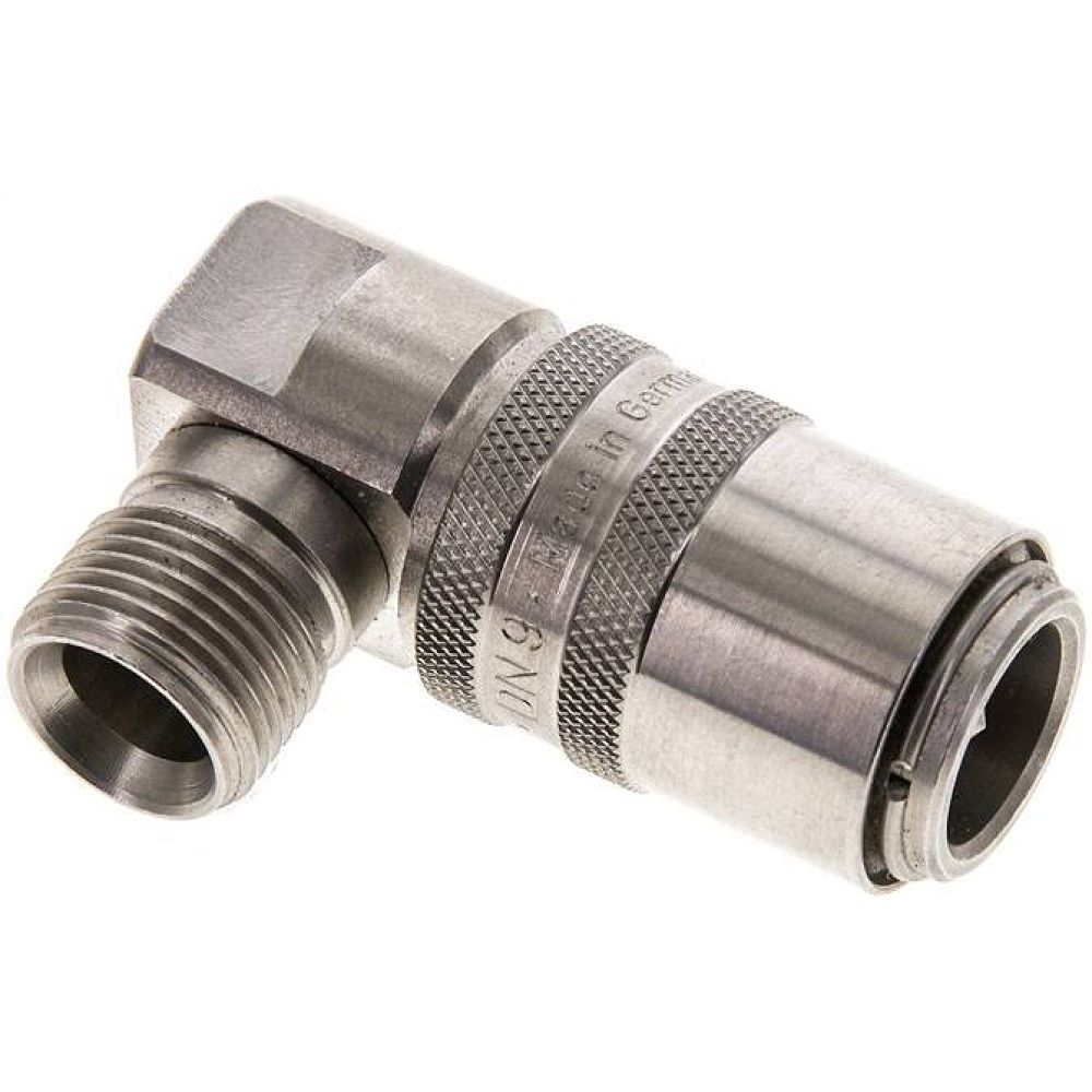 90°-Temperierkupplungsdose 13mm Zapfen,G 3/8"(AG)