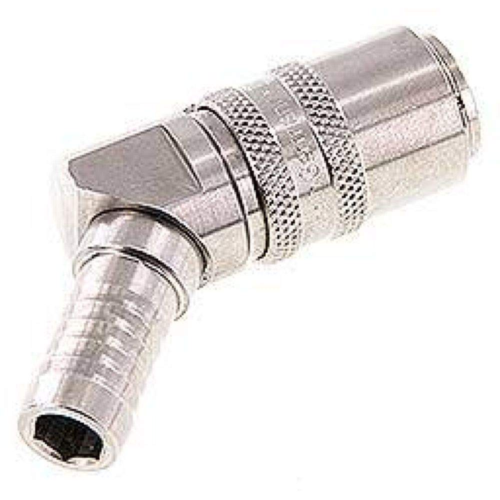 Temperierkupplungsdose (Winkel 45°) 13mm Zapfen, 13 (1/2")mm Schlauch