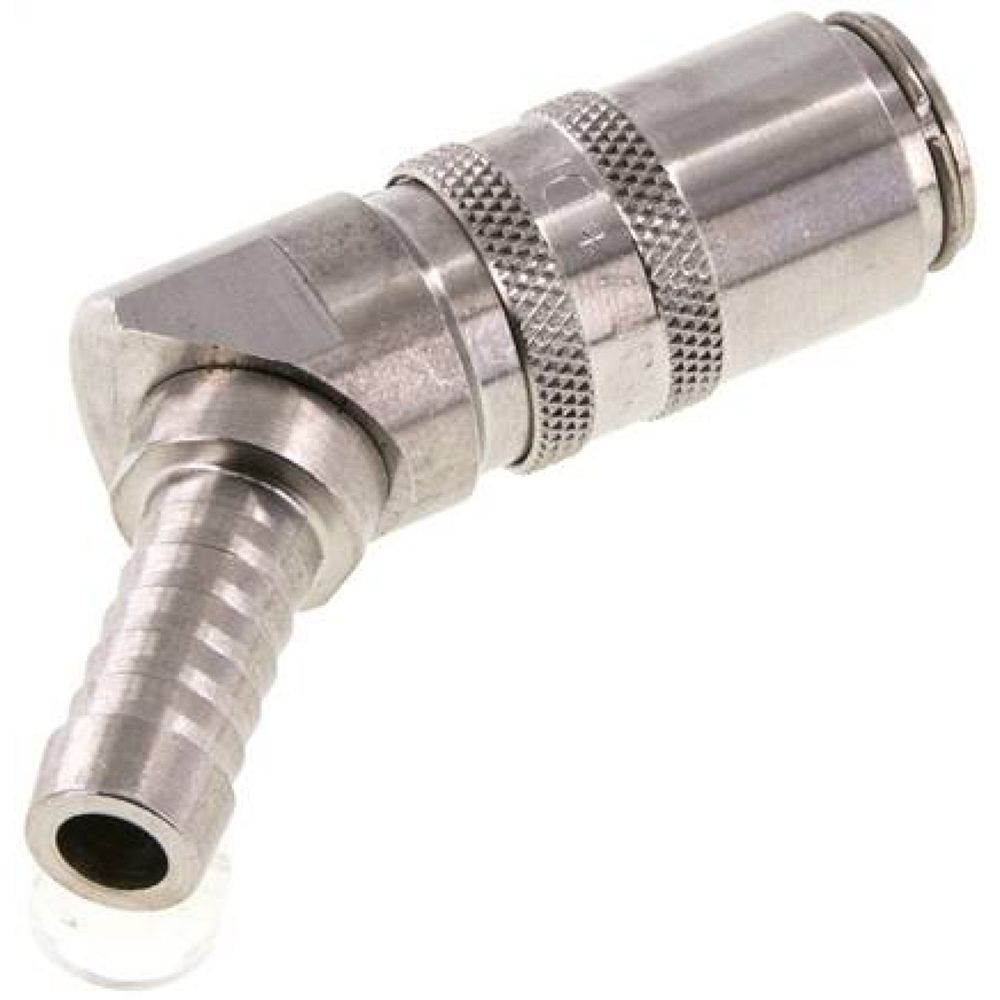 Temperierkupplungsdose (Winkel 45°) 9mm Zapfen, 9 (3/8")mm Schlauch