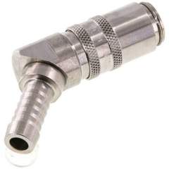 Temperierkupplungsdose (Winkel 45°) 9mm Zapfen, 9 (3/8")mm Schlauch