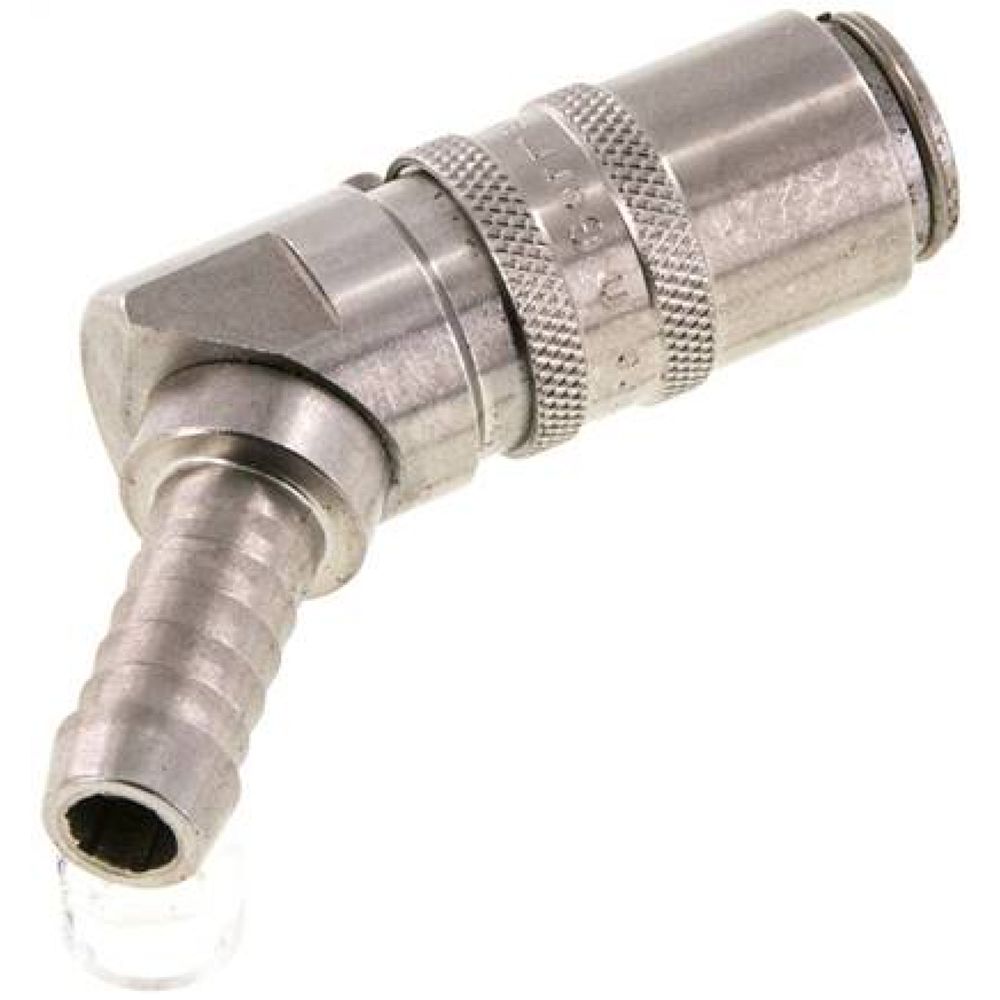 Temperierkupplungsdose (Winkel 45°) 9mm Zapfen, 9 (3/8")mm Schlauch