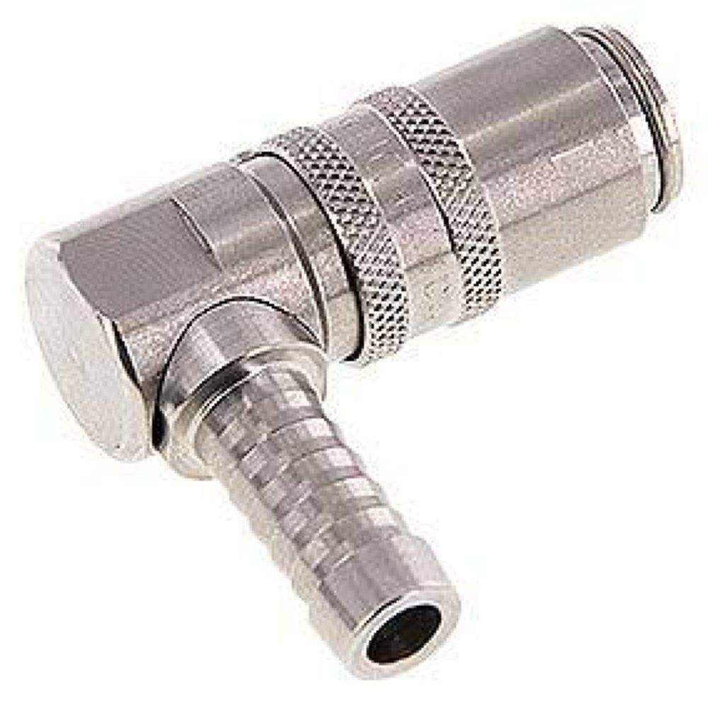 Temperierkupplungsdose (Winkel 90°) 9mm Zapfen, 9 (3/8")mm Schlauch