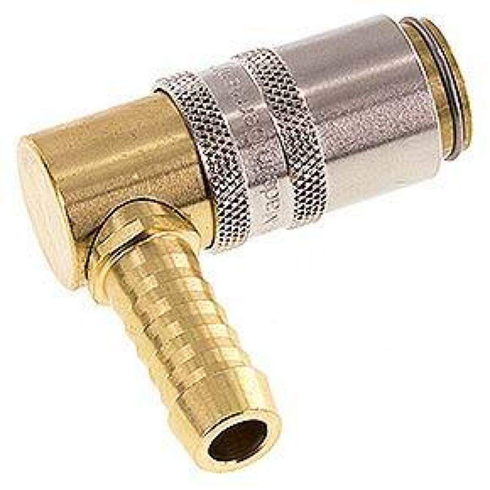 Temperierkupplungsdose (Winkel 90°) 9mm Zapfen, 9 (3/8")mm Schlauch