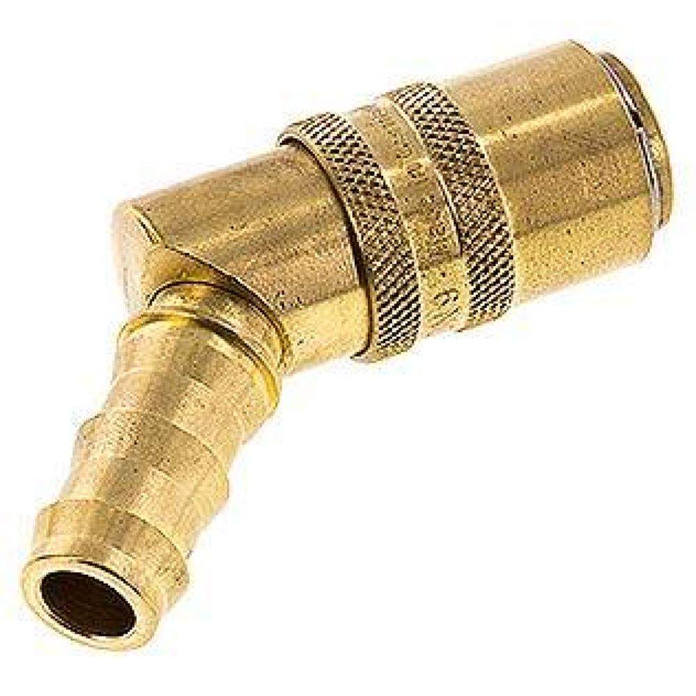 Temperierkupplungsdose (Winkel 45°) 13mm Zapfen, 12,7mm Push-Lok