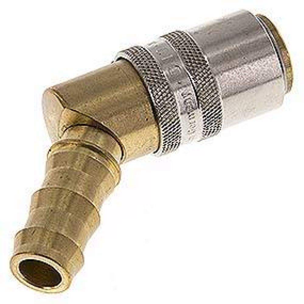 Temperierkupplungsdose (Winkel 45°) 13mm Zapfen, 12,7mm Push-Lok