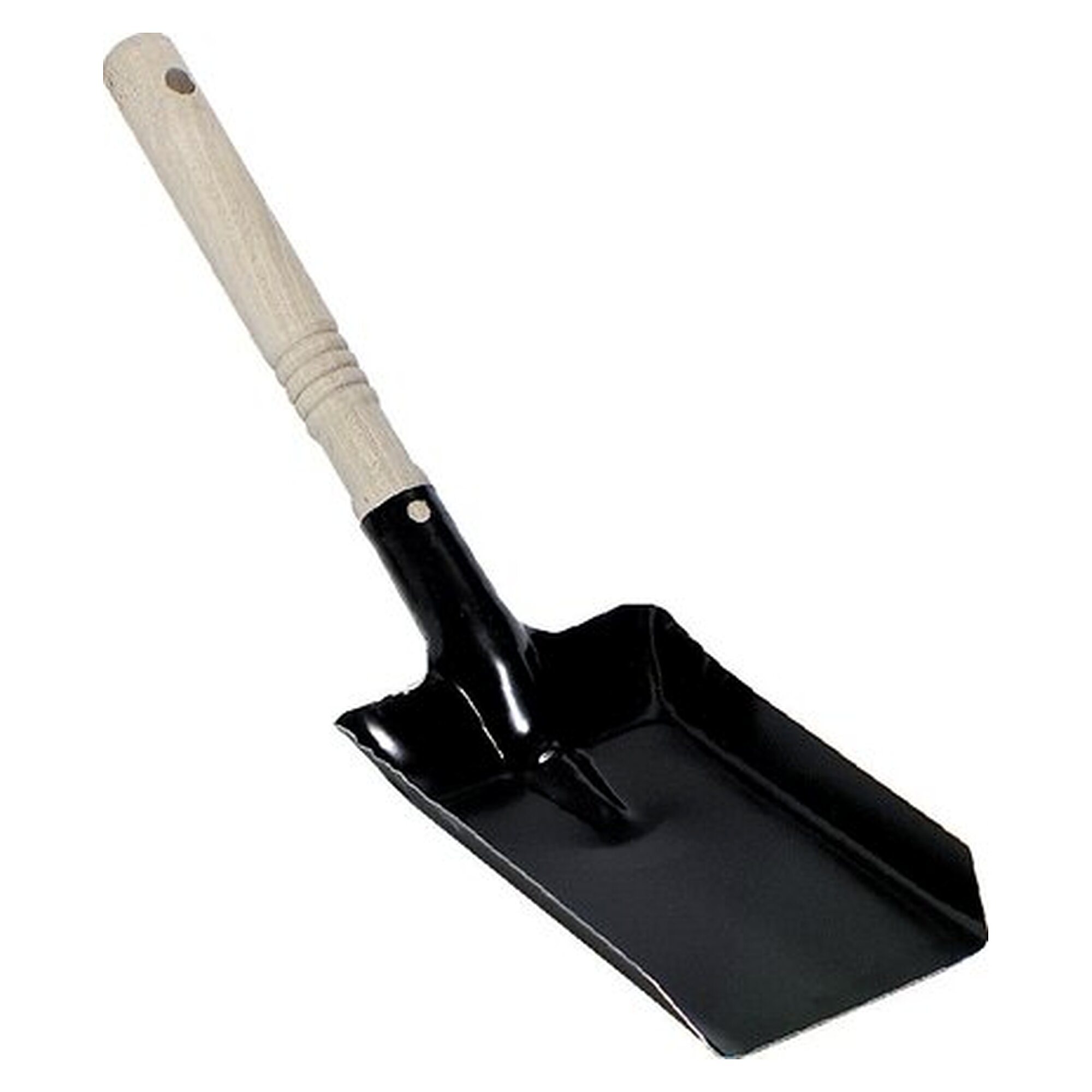 Industrial dustpans, wooden handle, metal, black painted, 11,5 cm
