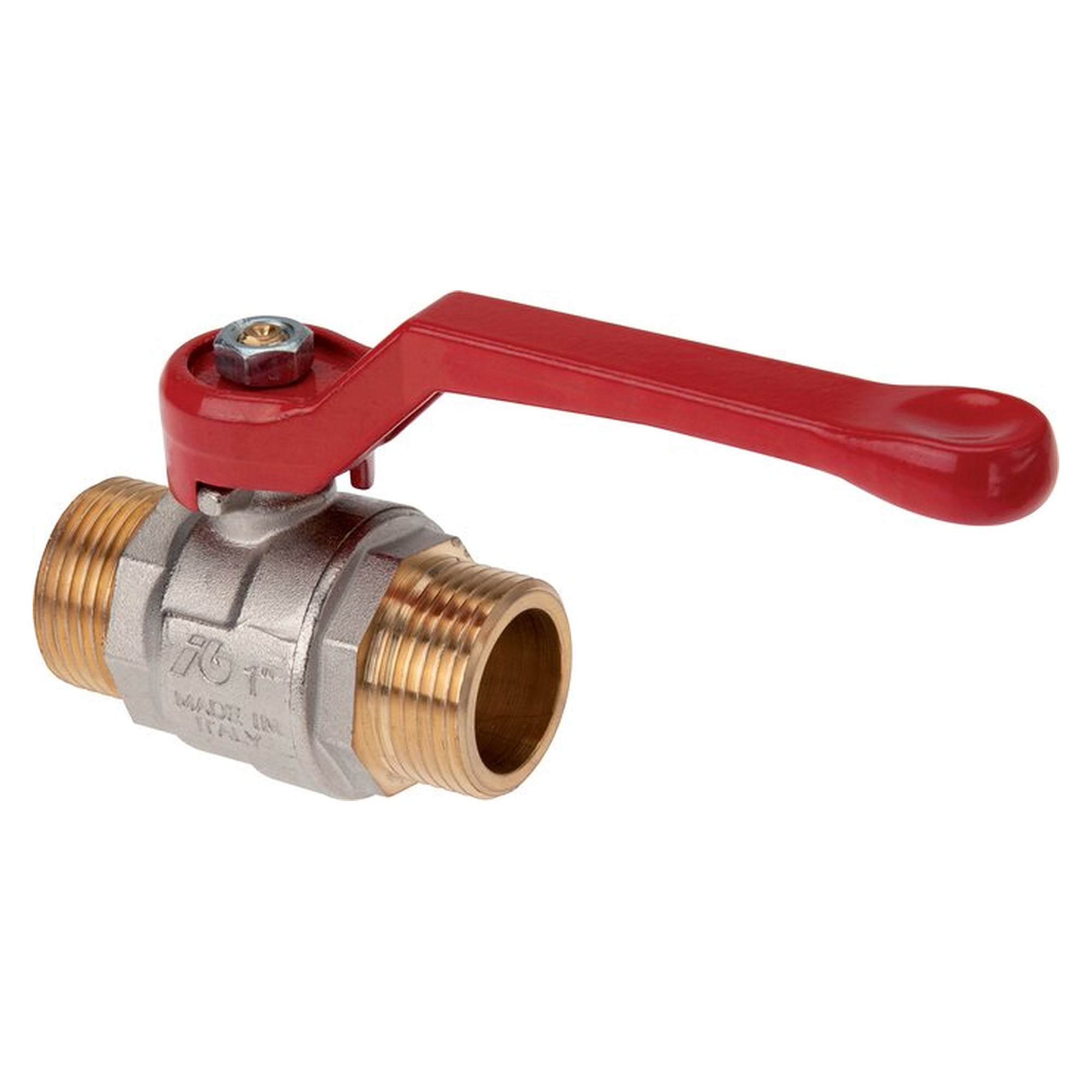 Brass ball valve, G 3/4" (male thread), -0.9 to 40 bar, nickel-plated brass, 55