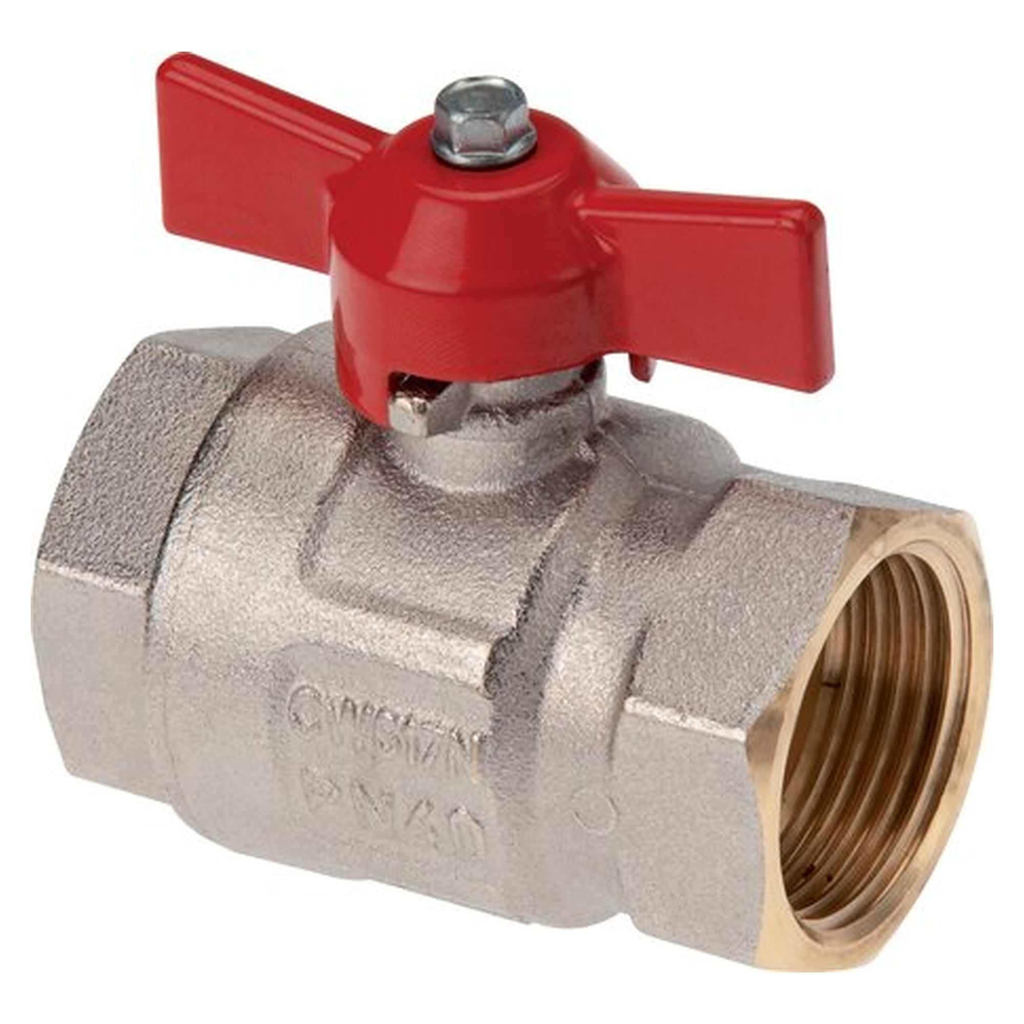 Brass ball valve, short, G 1/4", -0.9 to 50 bar, full bore, DN 10, 24