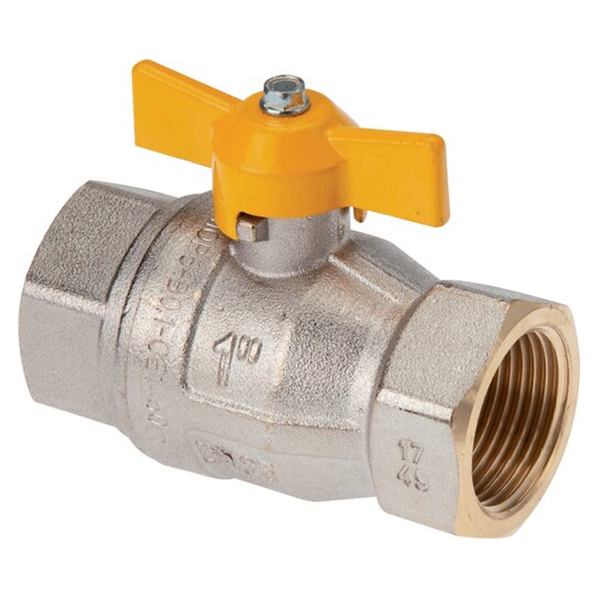 Brass ball valve, DVGW, Rp 3/8", -0.9 to 50 bar, DN 10, seals PTFE /, 24