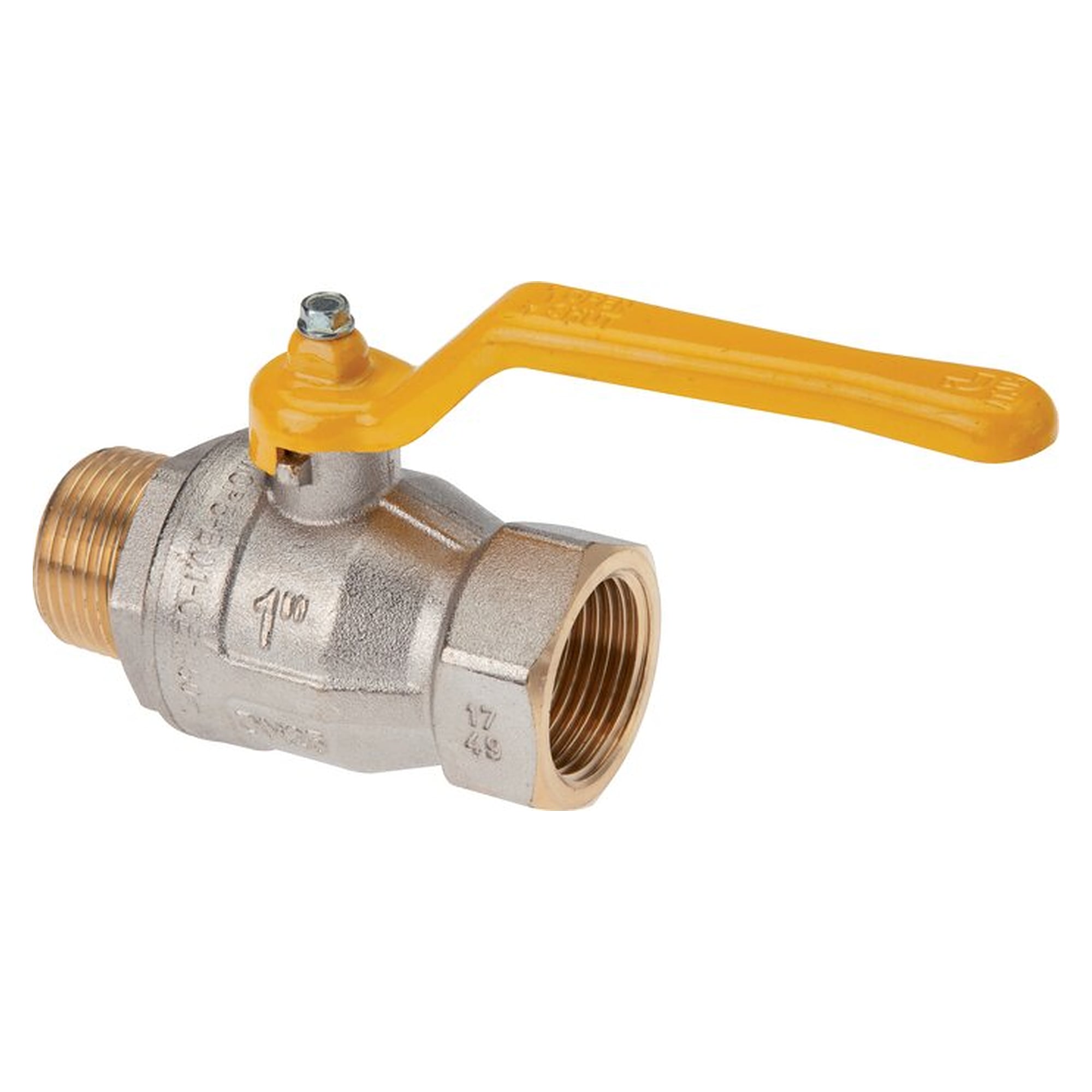 Brass ball valve, DVGW, R 1/2" / Rp 1/2", -0.9 to 50 bar, DN 15, 49