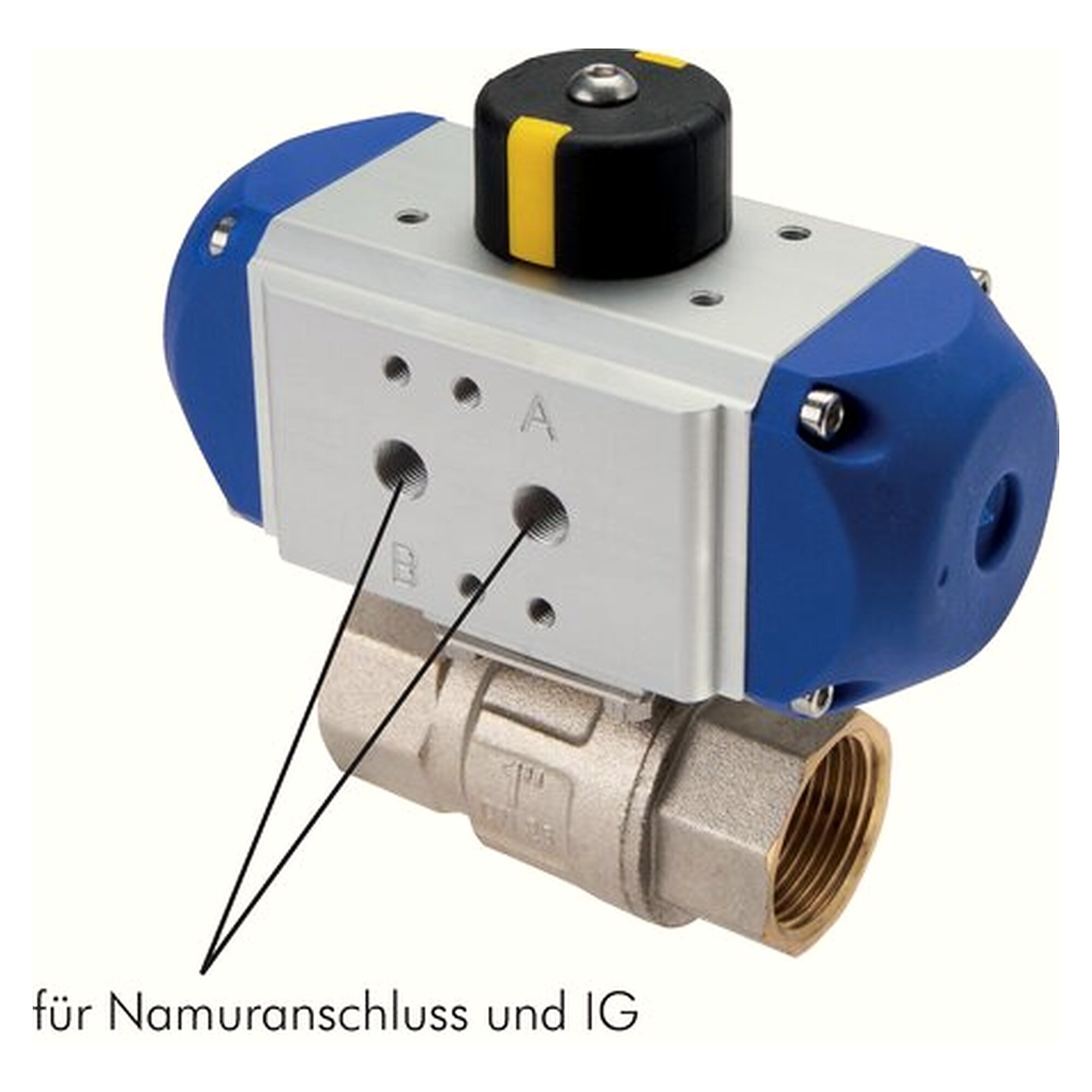 Pneumatischer Trinkwasser-Kugelhahn, Rp 1-1/4", doppeltwirkend
