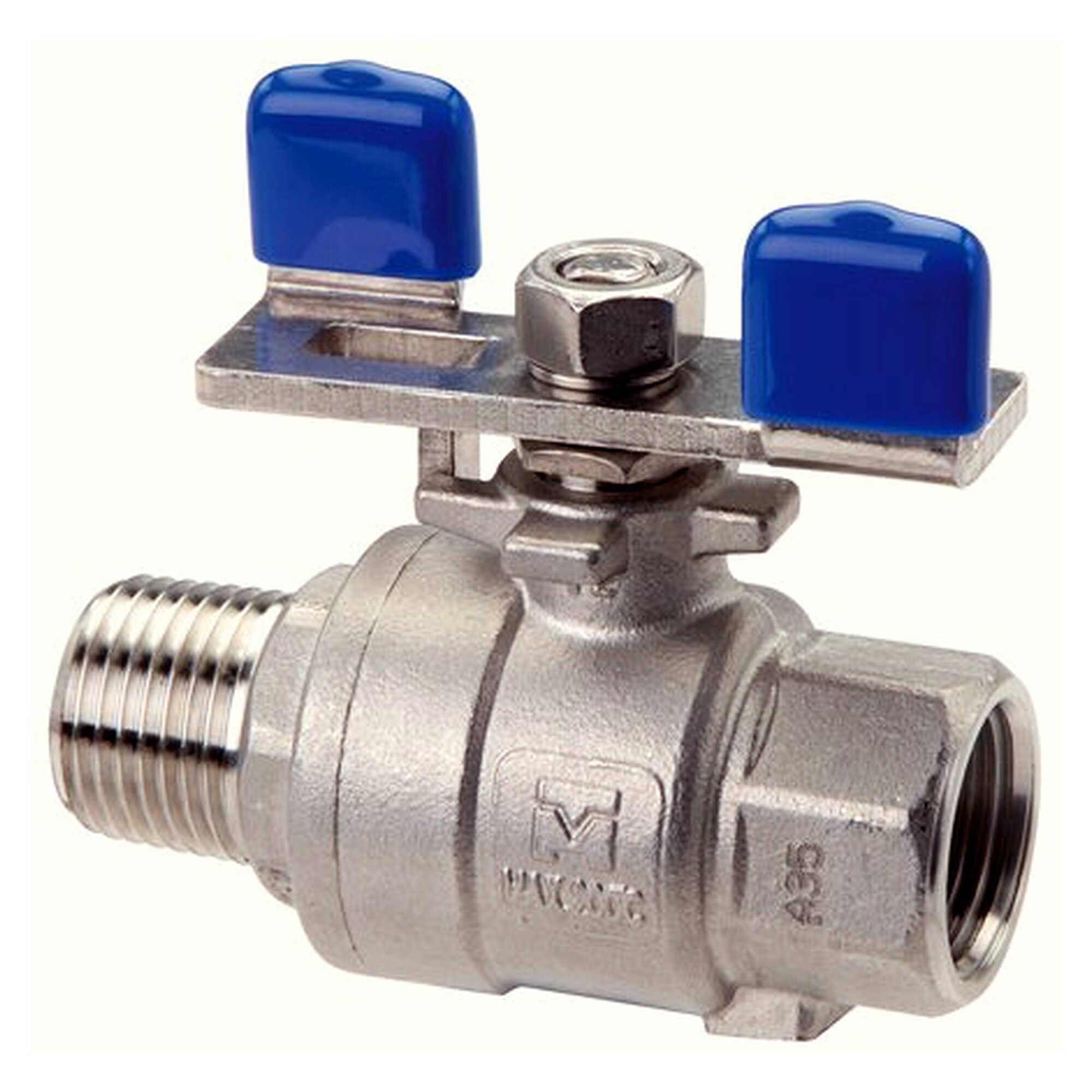 Edelstahl-Kugelhahn, leicht, R 3/8" / Rp 3/8", 0 - 63 bar, Knebelgriff*