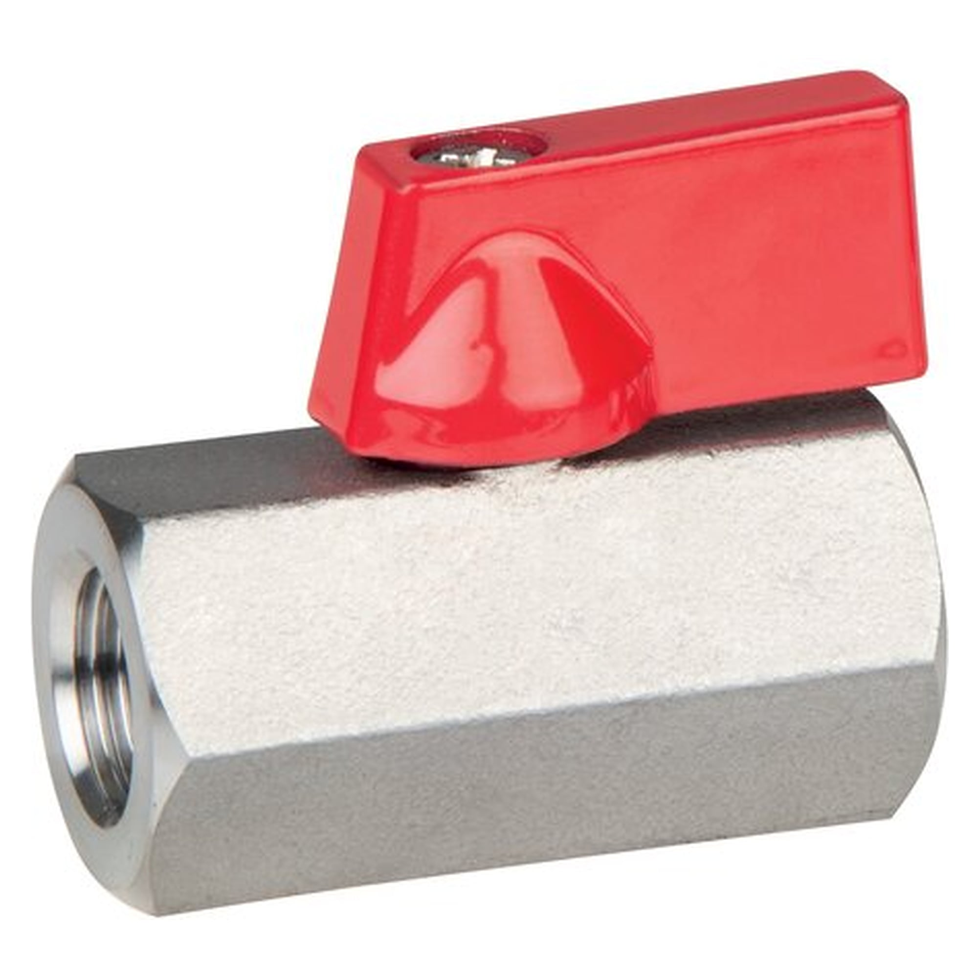 Stainless steel mini ball valve G 1/4" female thread, PN 63, pressure rating PN 0 - 63 bar