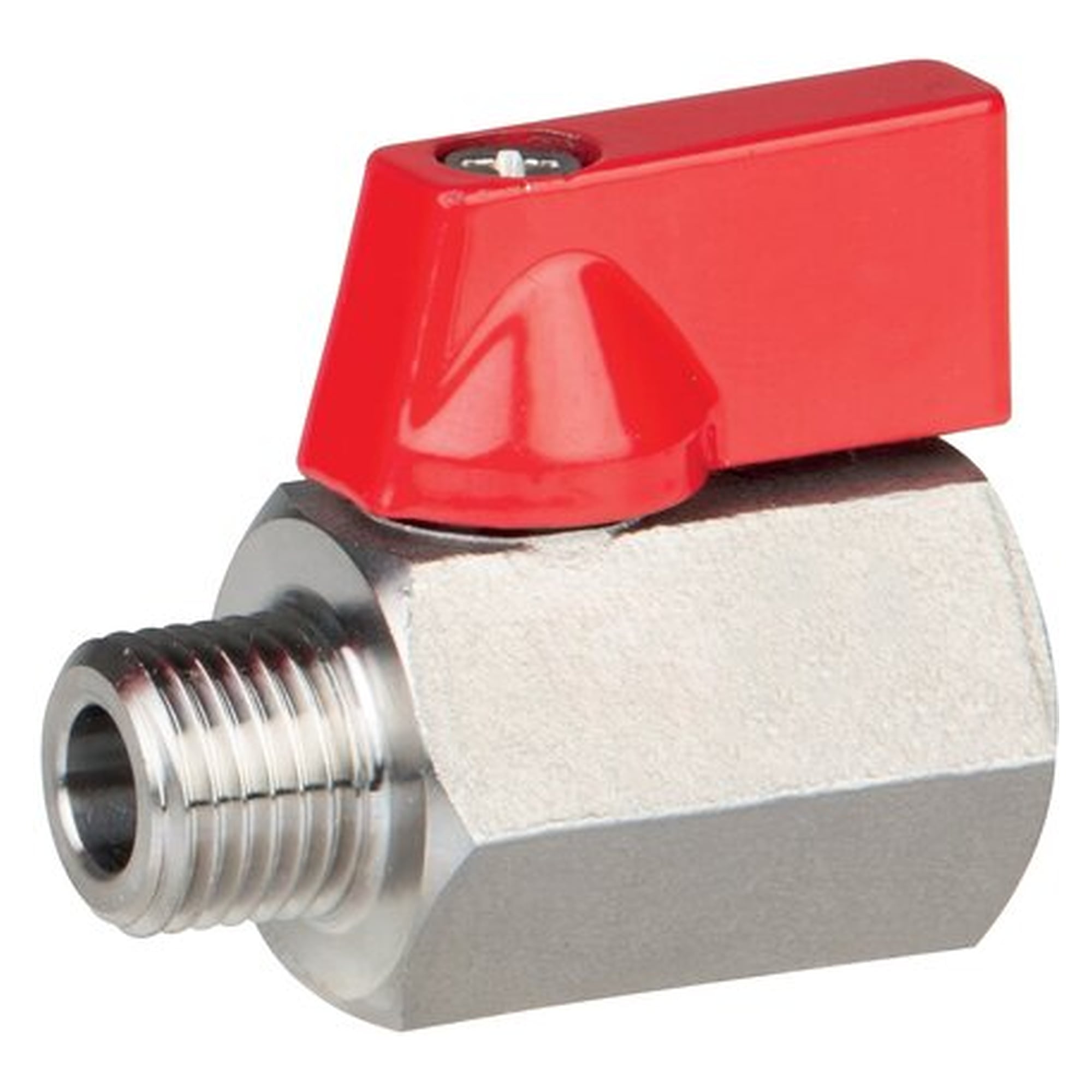 Edelstahl-Minikugelhahn G 3/8" Innengewinde / Außengewinde, PN 63