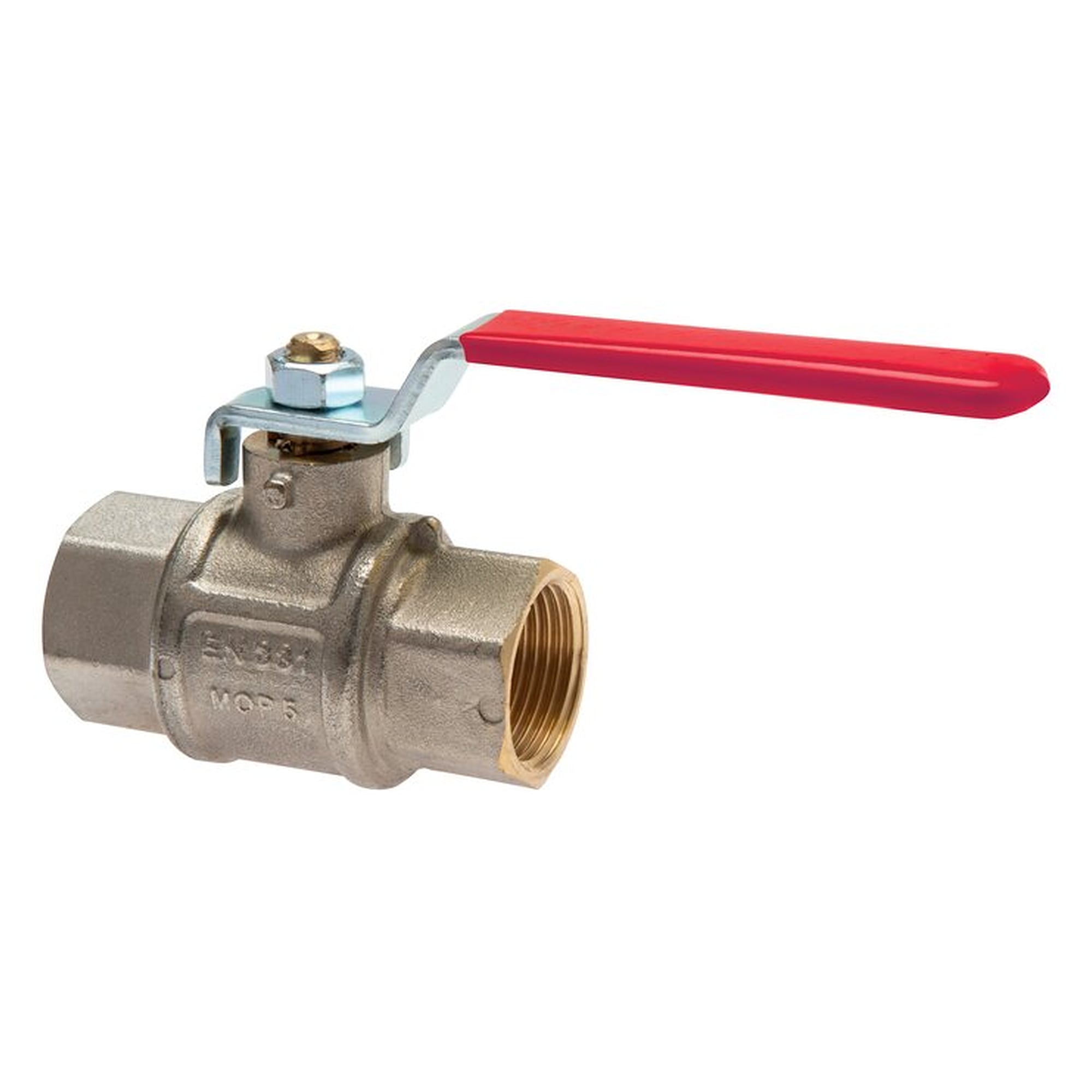 brass ball valve, Rp 1", 0 - 45 bar, for oxygen (Industrie), nickel-plated brass