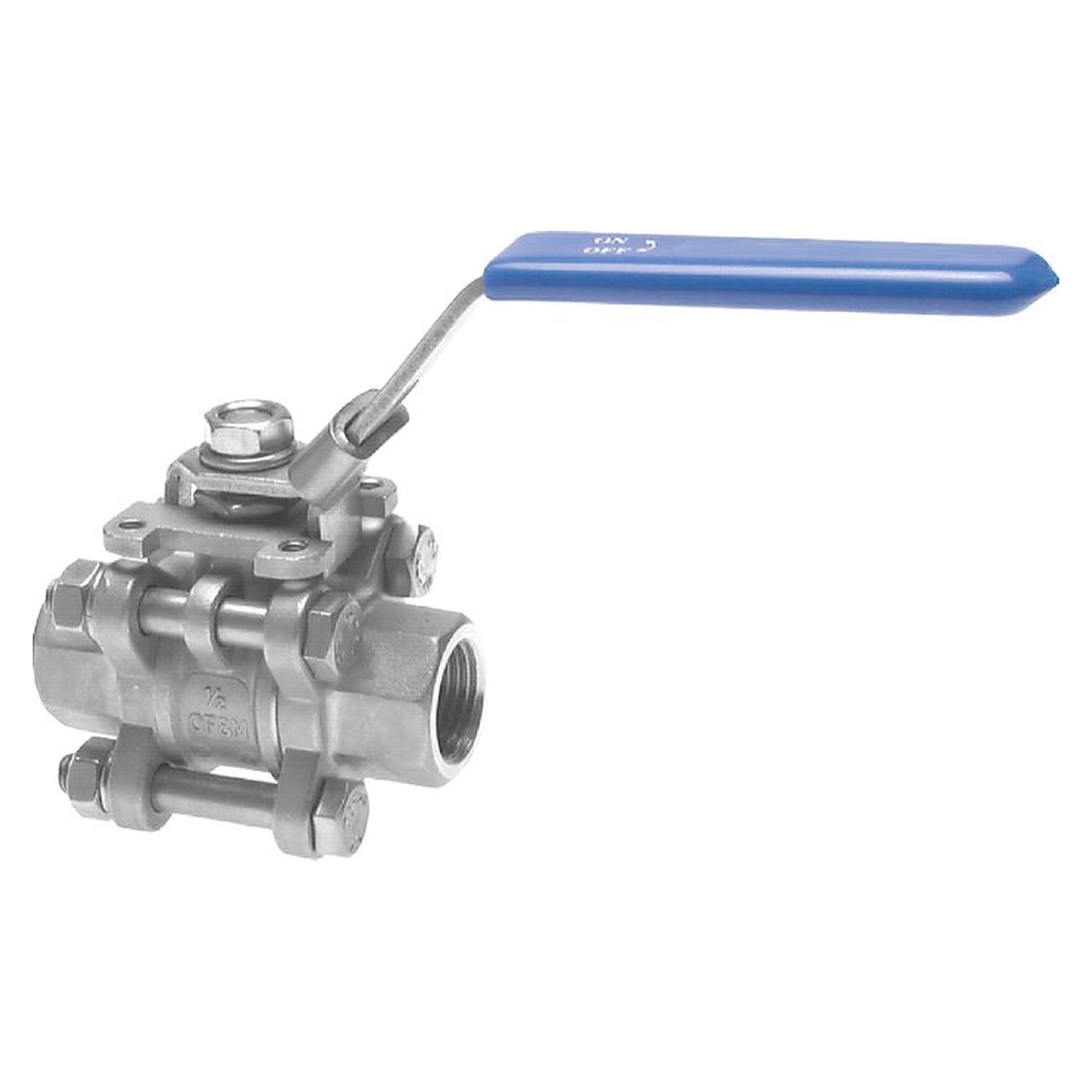 Three-piece stainless steel ball valve, NPT 3/8", 0 - 63 bar