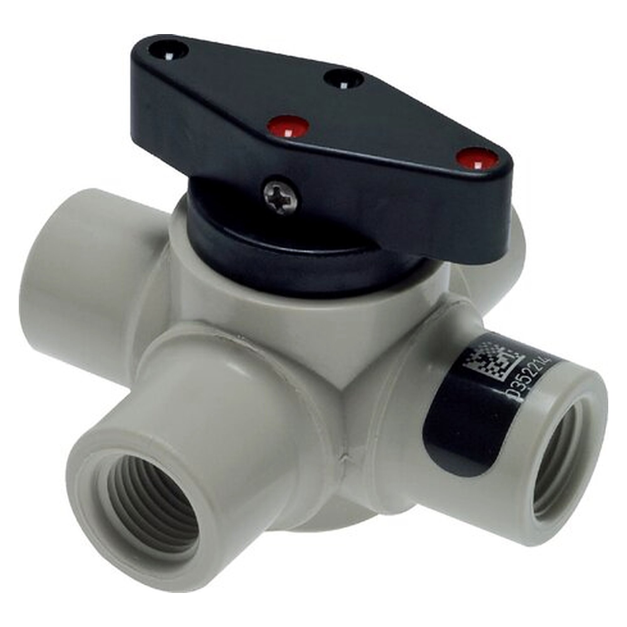 4-way ball valve, seals FKM, pressure rating PN -0.95 to 10 bar