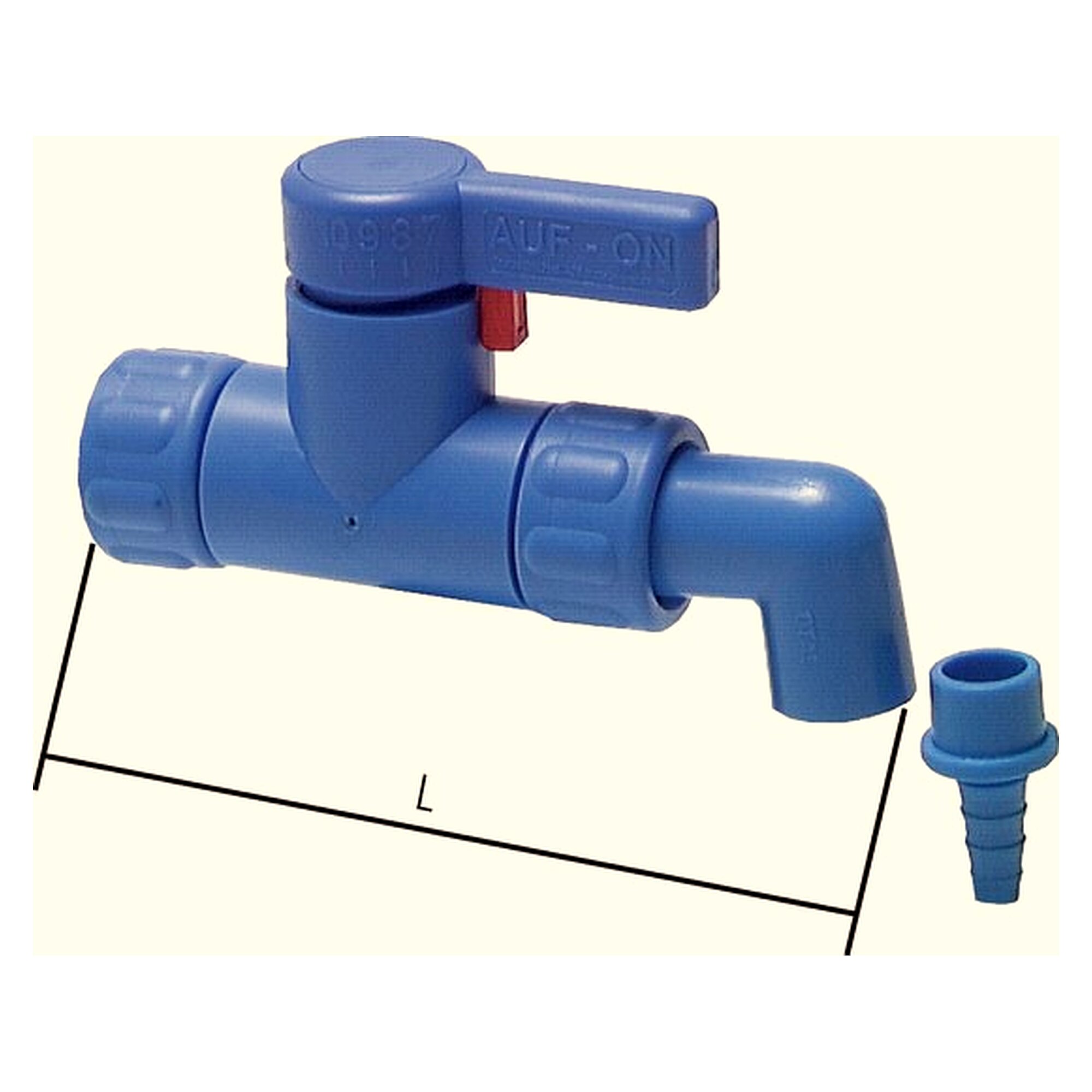 Plastic-drain tap G 3/4", PN 2, polypropylene, PN 0 - 2 bar, outlet hose diameter (inside) 6 - 10 mm