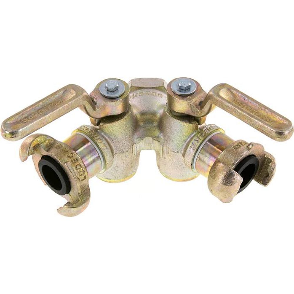 Doppel-Kükenhahn mit Kompressorenkupplung, G 3/4"(IG)