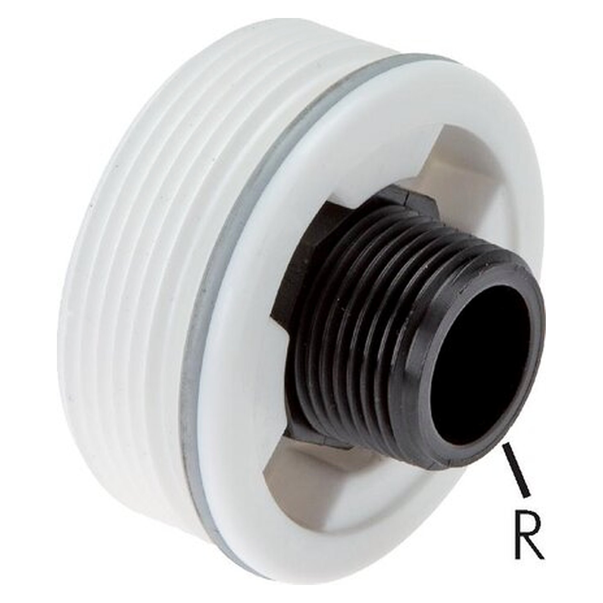 Fassadapter G 2" - R 3/4", Polyethylen und Polypropylen, Außendurchmesser Fassgewinde (ca.) 59,6 mm