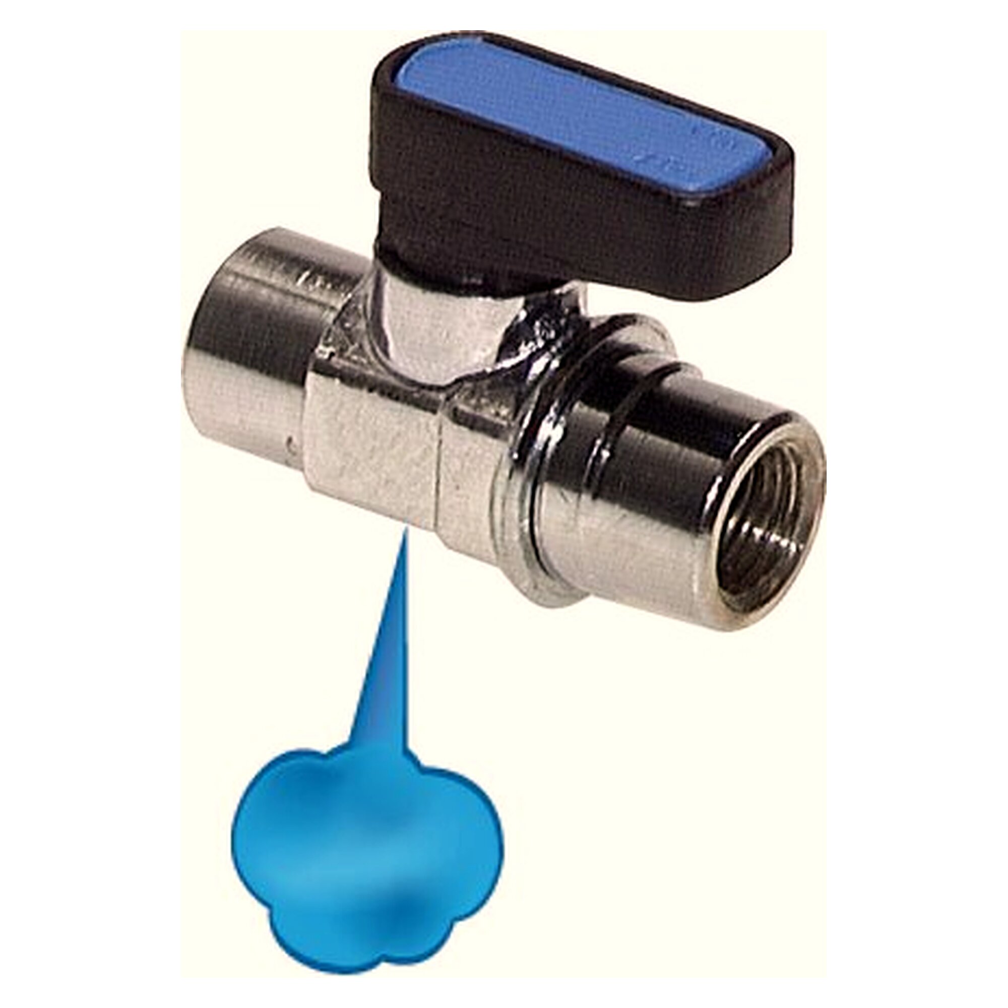 Brass mini ball valve with vent hole G 3/8", PN 20, seals PTFE
