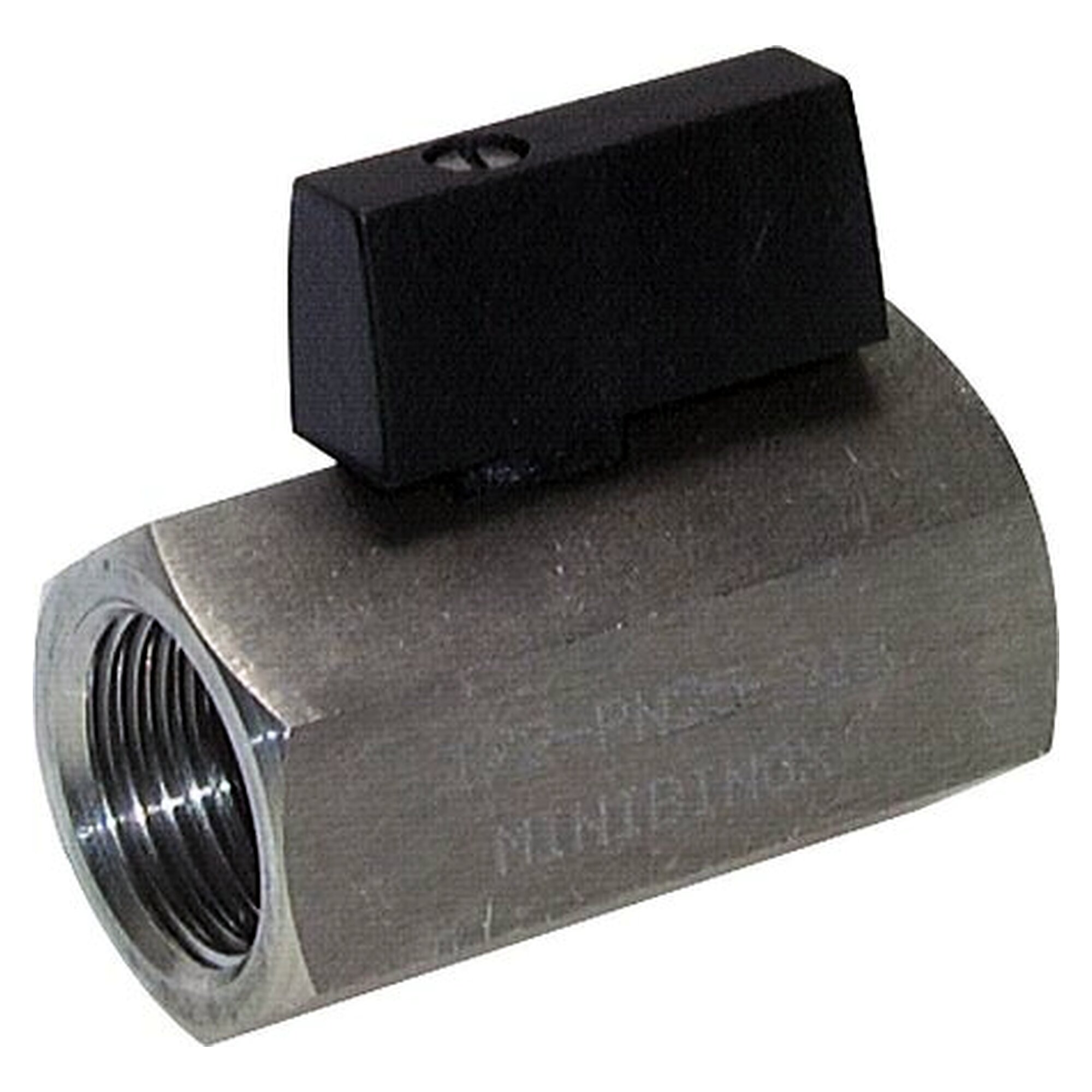 Stainless steel mini ball valve G 3/8" female thread, PN 25, seals PTFE / FKM