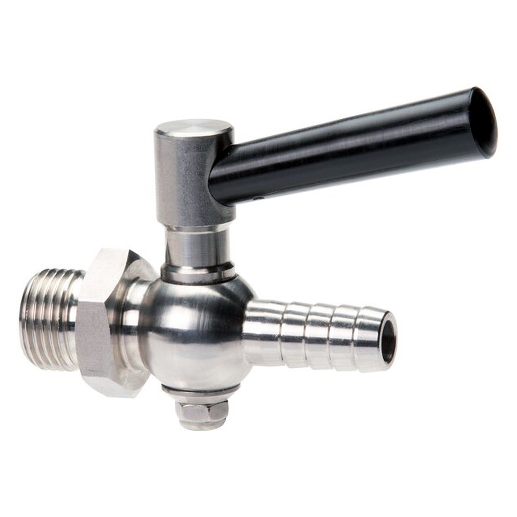Stainless steel hose cock G 1/4"-9 (3/8")mm, PN 6, stainless steel 1.4571