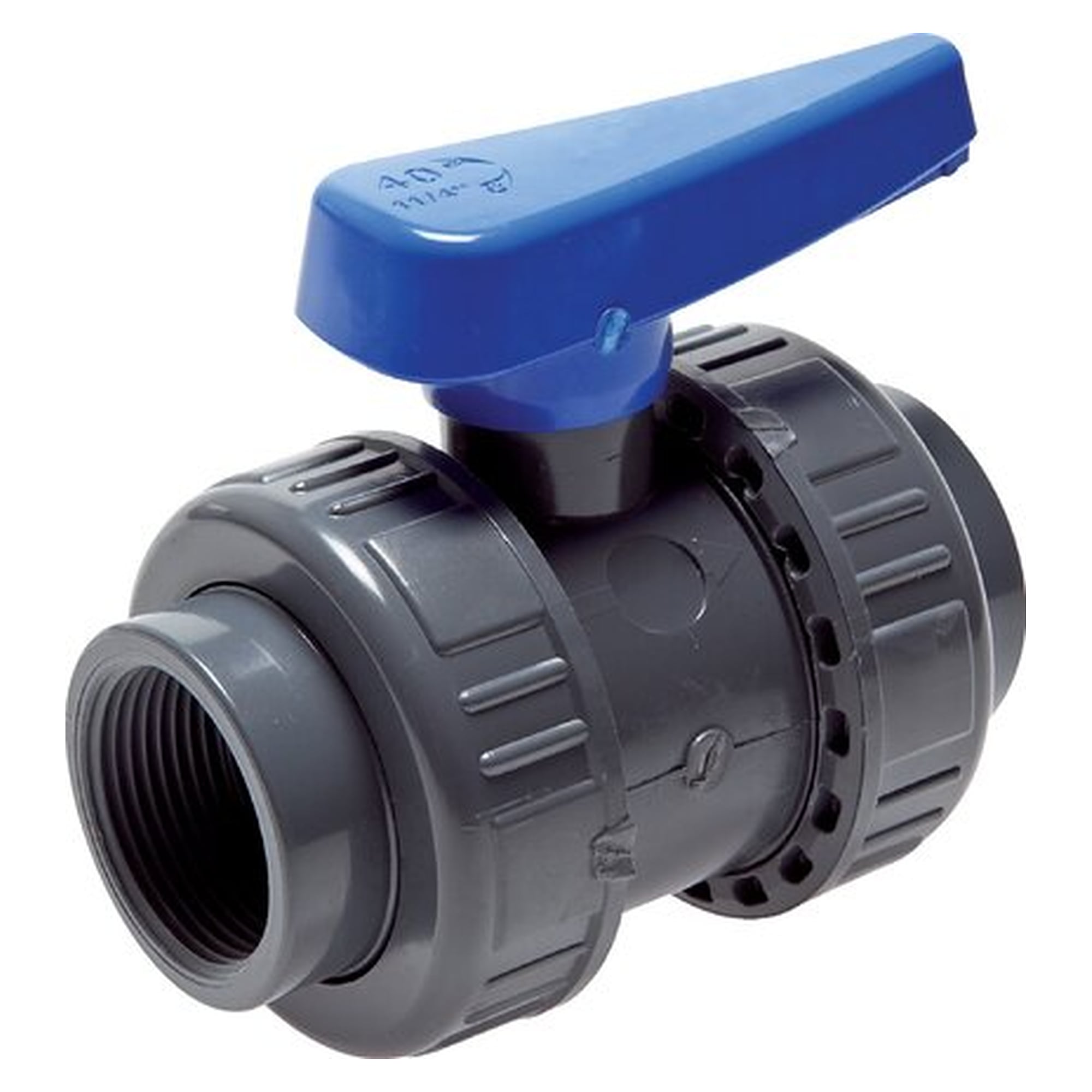 Ball valve, PVC-U / EPDM, Rp 2" (waterausführung), DN 50, flow rate 3200 l/min