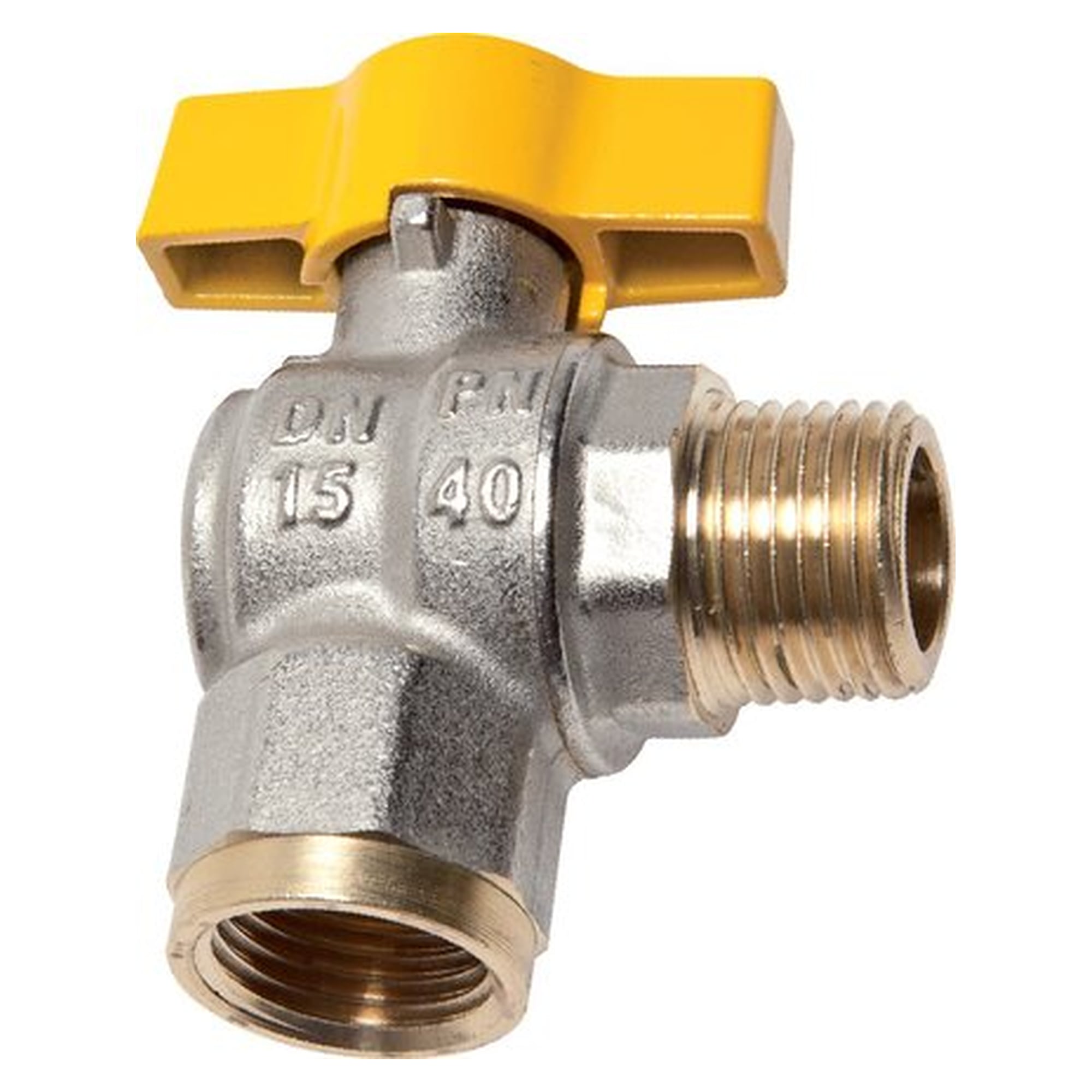 Brass angle ball valve, DVGW, R 1/2" / Rp 1/2", -0.9 to 40 bar