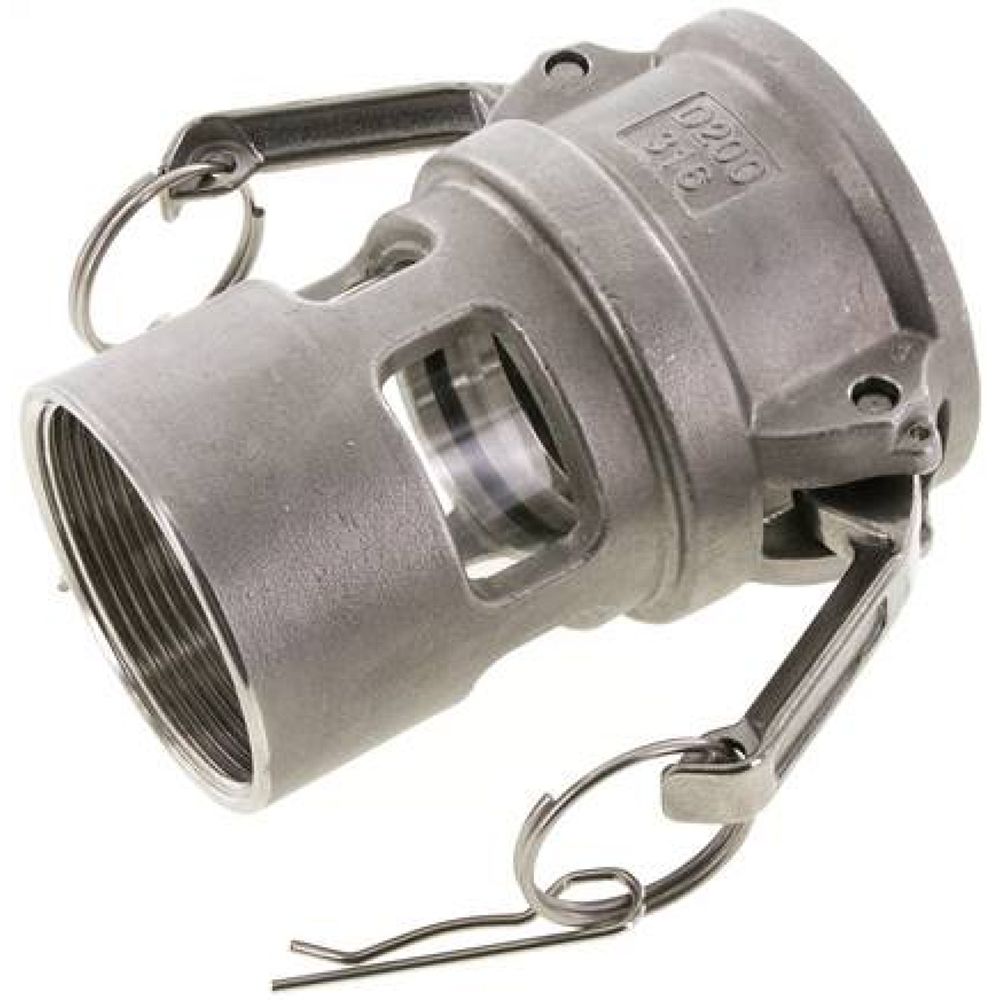 DIN/EN-Kamlock-Kupplung mit Sichtglas (D/DF) G 2"(IG), Edelstahl (1.4408)