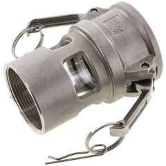 DIN/EN-Kamlock-Kupplung mit Sichtglas (D/DF) G 2"(IG), Edelstahl (1.4408)