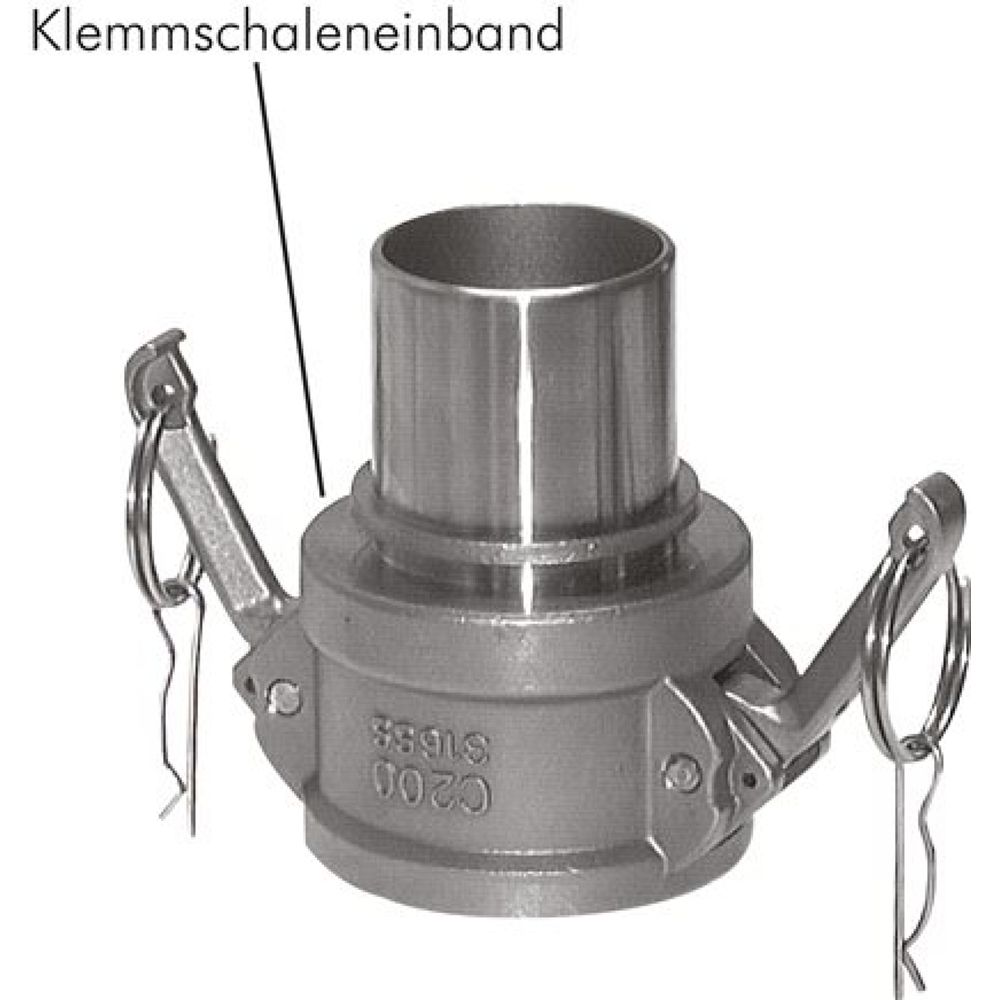 DIN/EN-Kamlock-Kupplung (C/CC) 100 (4")mm Schlauch, Edelstahl (1.4408)