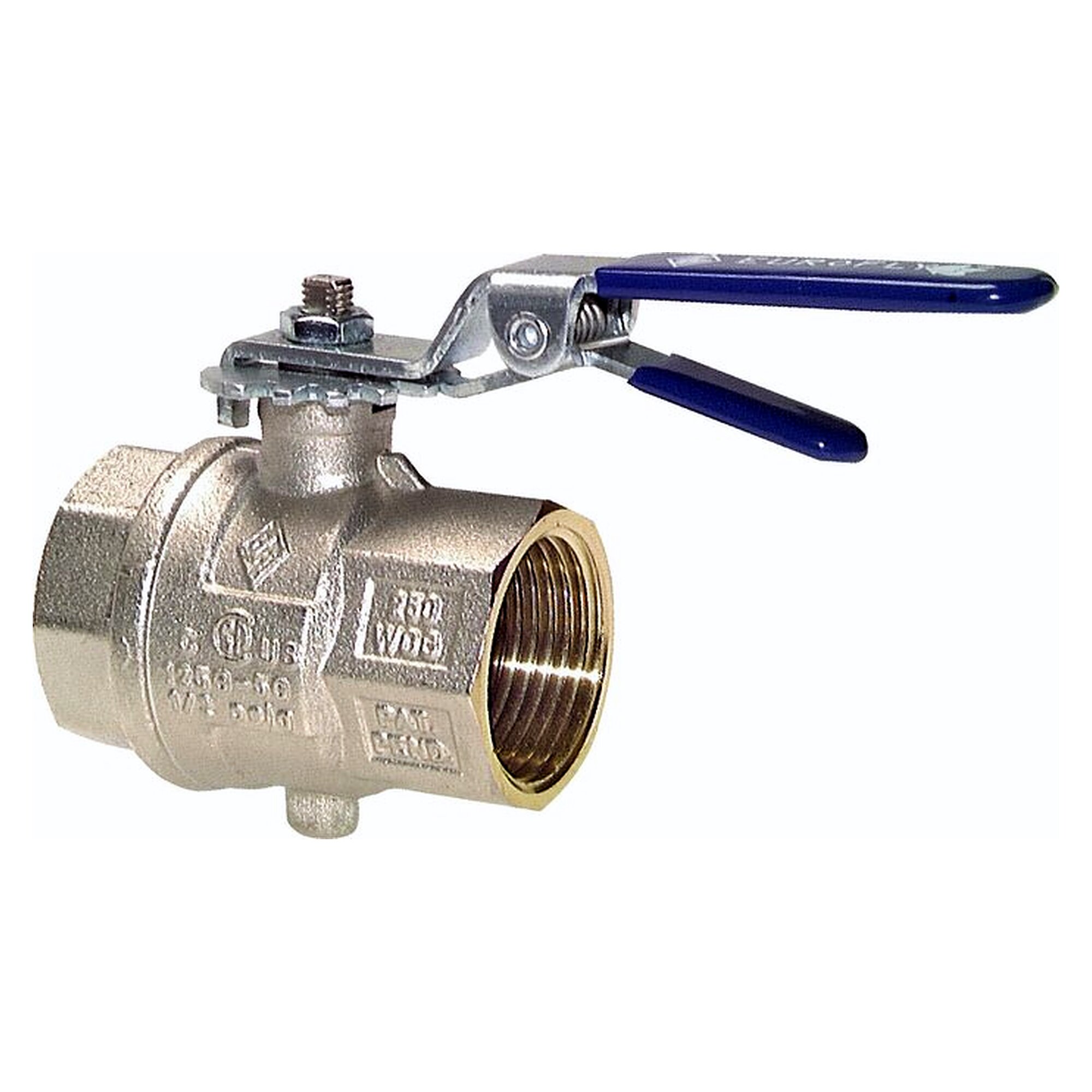 Butterfly valve with female thread Rp 2-1/2", 0 - 16 bar, nickel-plated brass