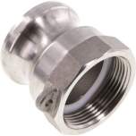 DIN/EN-Kamlock-Stecker (A/AF) G 1-1/2"(IG), Edelstahl (1.4408)