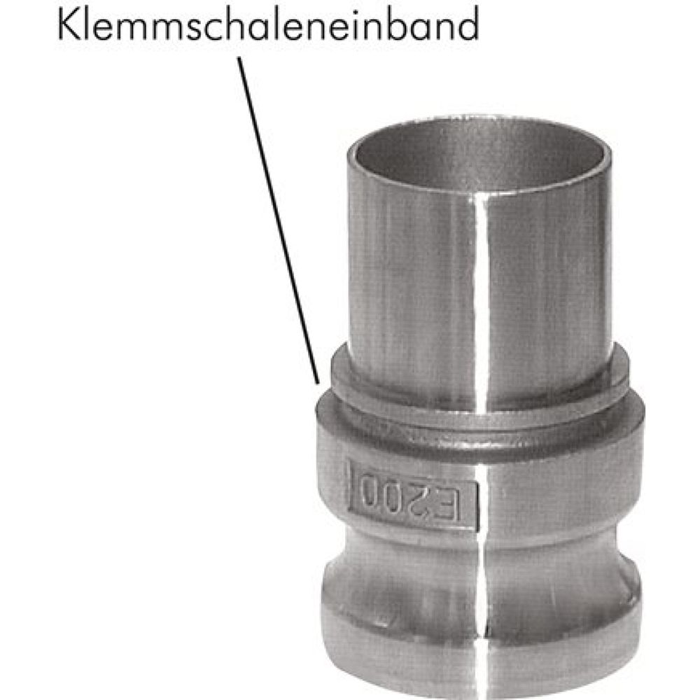 DIN/EN-Kamlock-Stecker (E/EC) 100 (4")mm Schlauch, Edelstahl (1.4408)