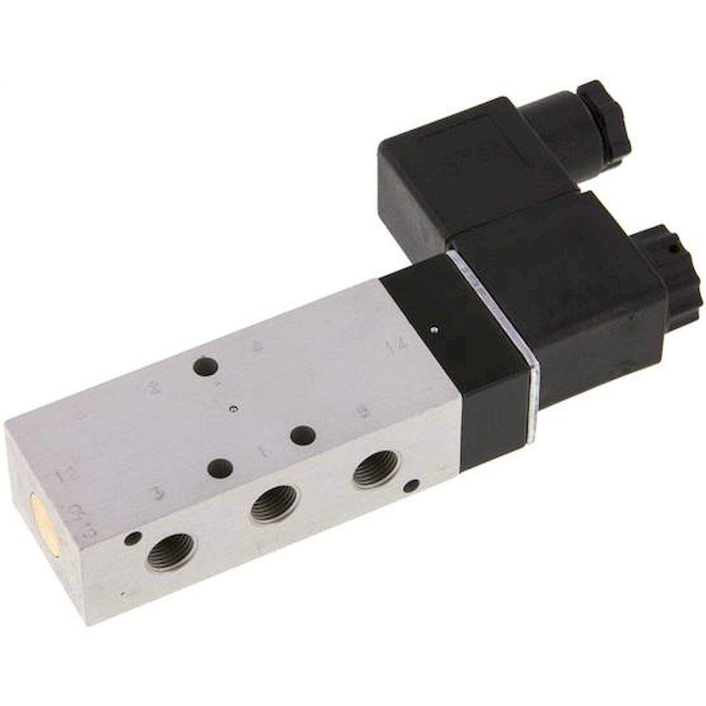 Airtec KM-09510HN-115V. 5/2-way solenoid valve, G 1/8", Pneumatic spring, 115V AC, Standard