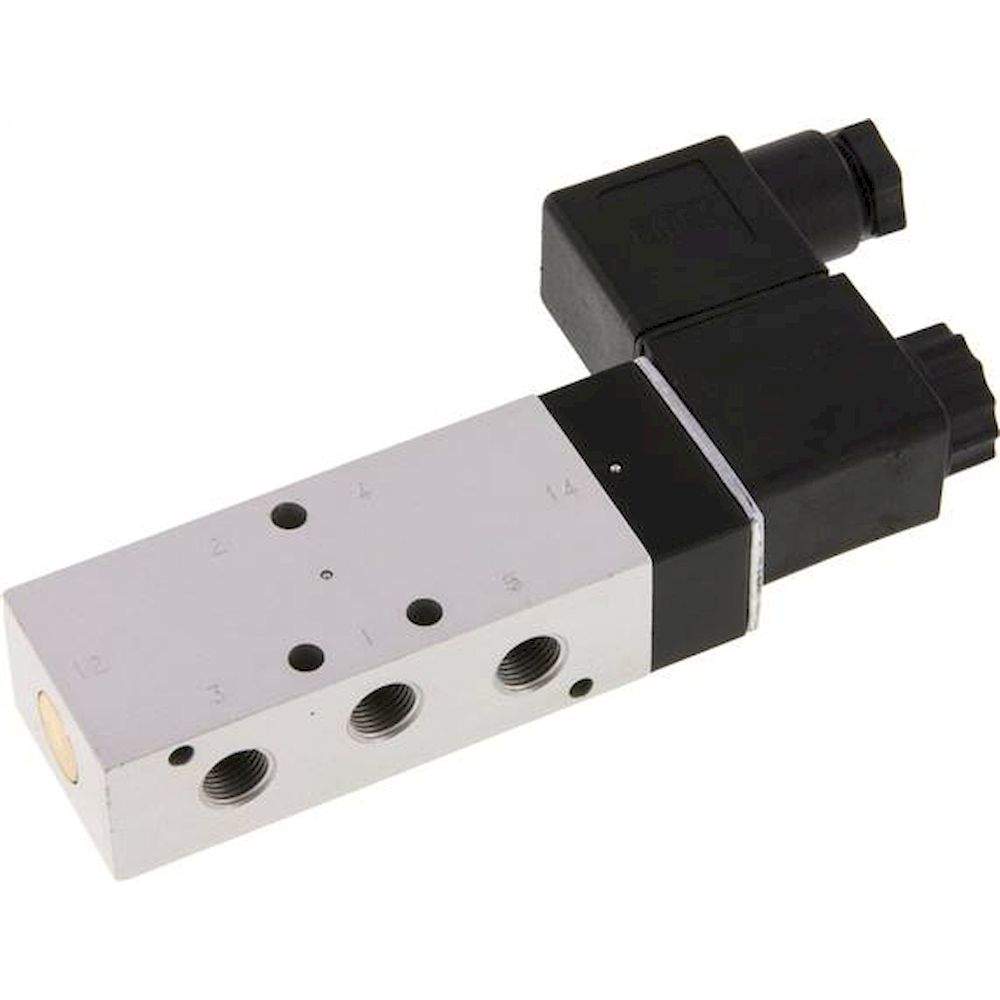 Airtec KM-09511HN-24V. 5/2-way solenoid valve, G 1/8", spring, 24V DC, Standard