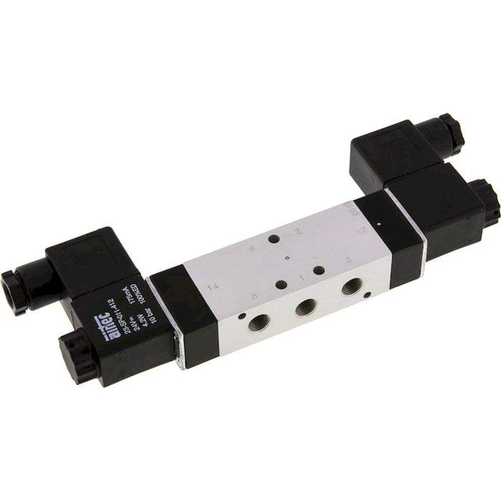 Airtec KM-09530HN-230V. 5/3-way solenoid valve, G 1/8", Centre position closed, 230V AC, Standard