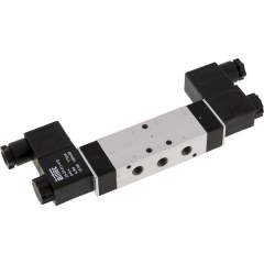 Airtec KM-09533HN-24V. 5/3-way solenoid valve, G 1/8", Centre position vented, 24V DC, Standard